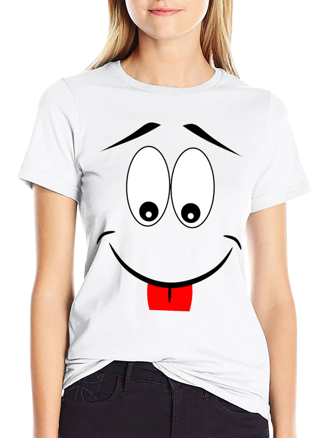 Black Cartoon Face Black T-Shirt view 9