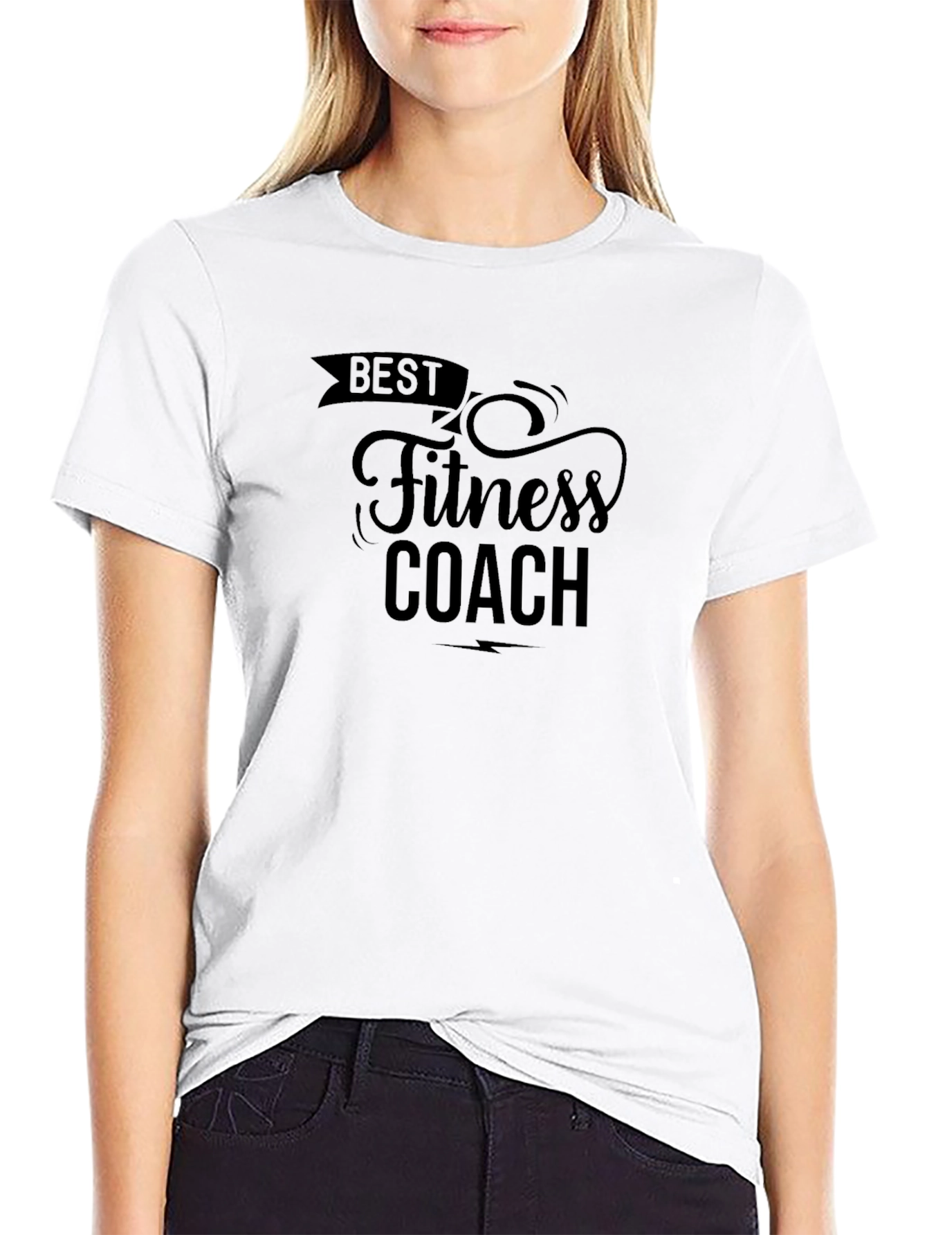 Black Best Fitness Coach T-Shirt - Black Crew Neck Tee view 9