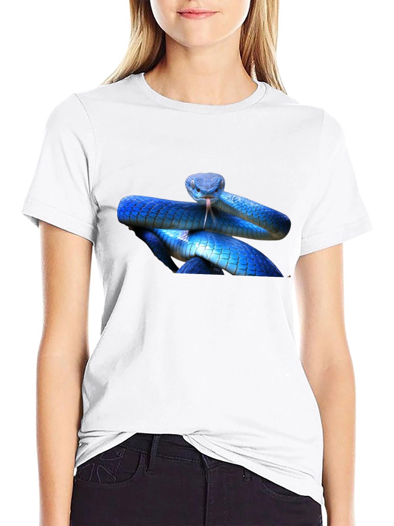 Black Blue Snake Graphic T-Shirt - Bold Reptile Design view 9