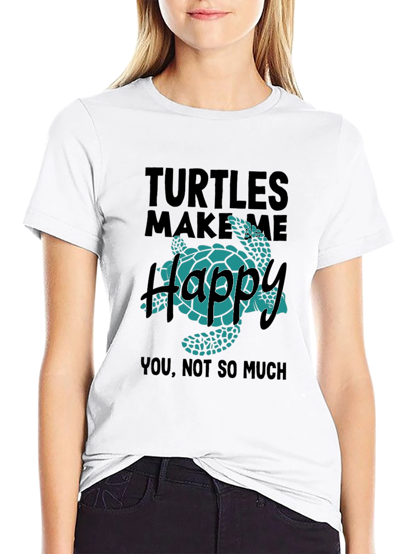Black Turtles Make Me Happy Graphic T-Shirt view 9