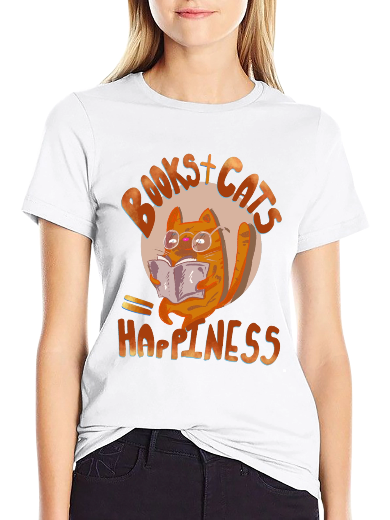 Black Books + Cats + Happiness Graphic Tee view 9