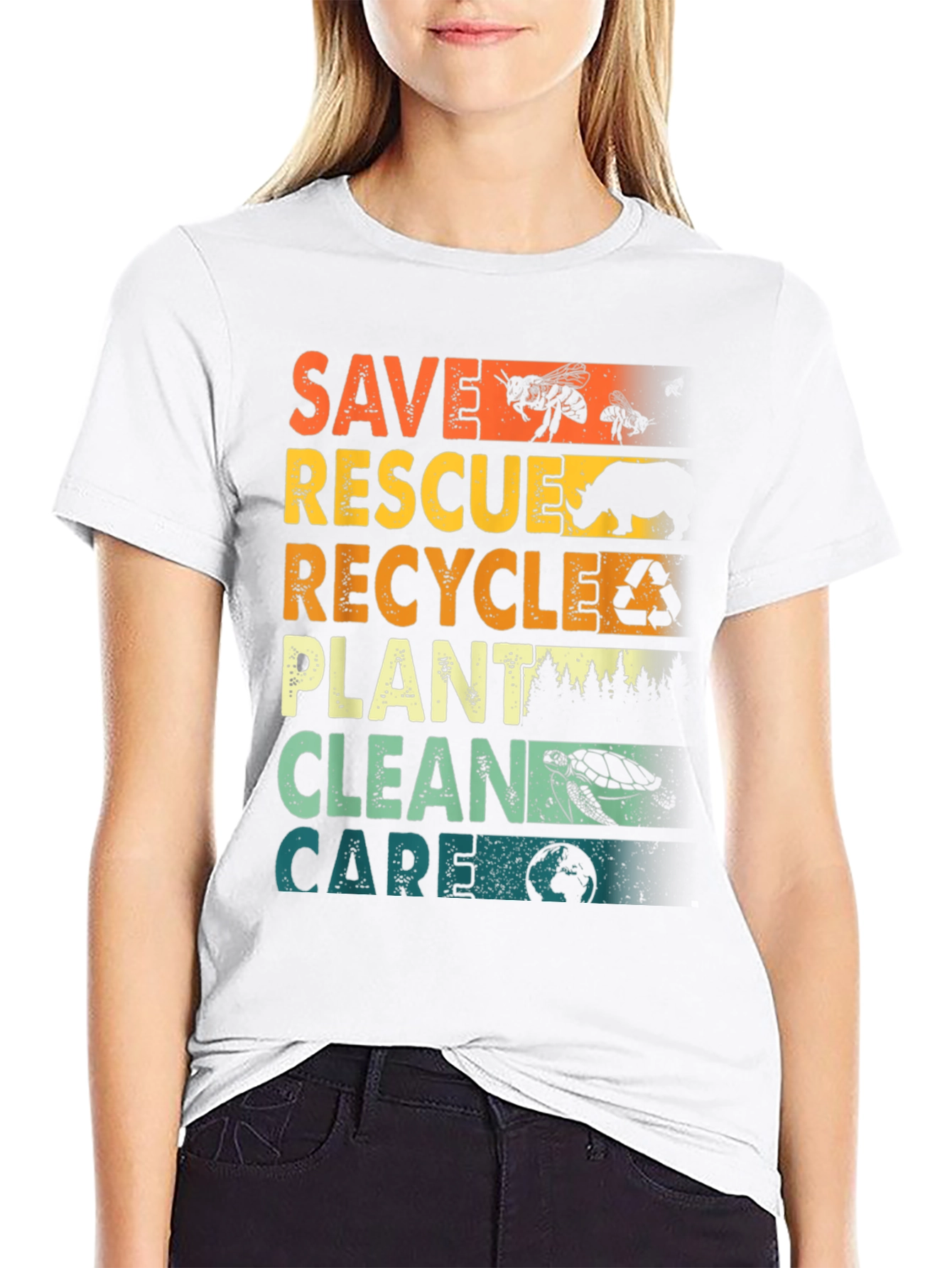 Black Eco-Friendly Save Rescue T-Shirt view 9