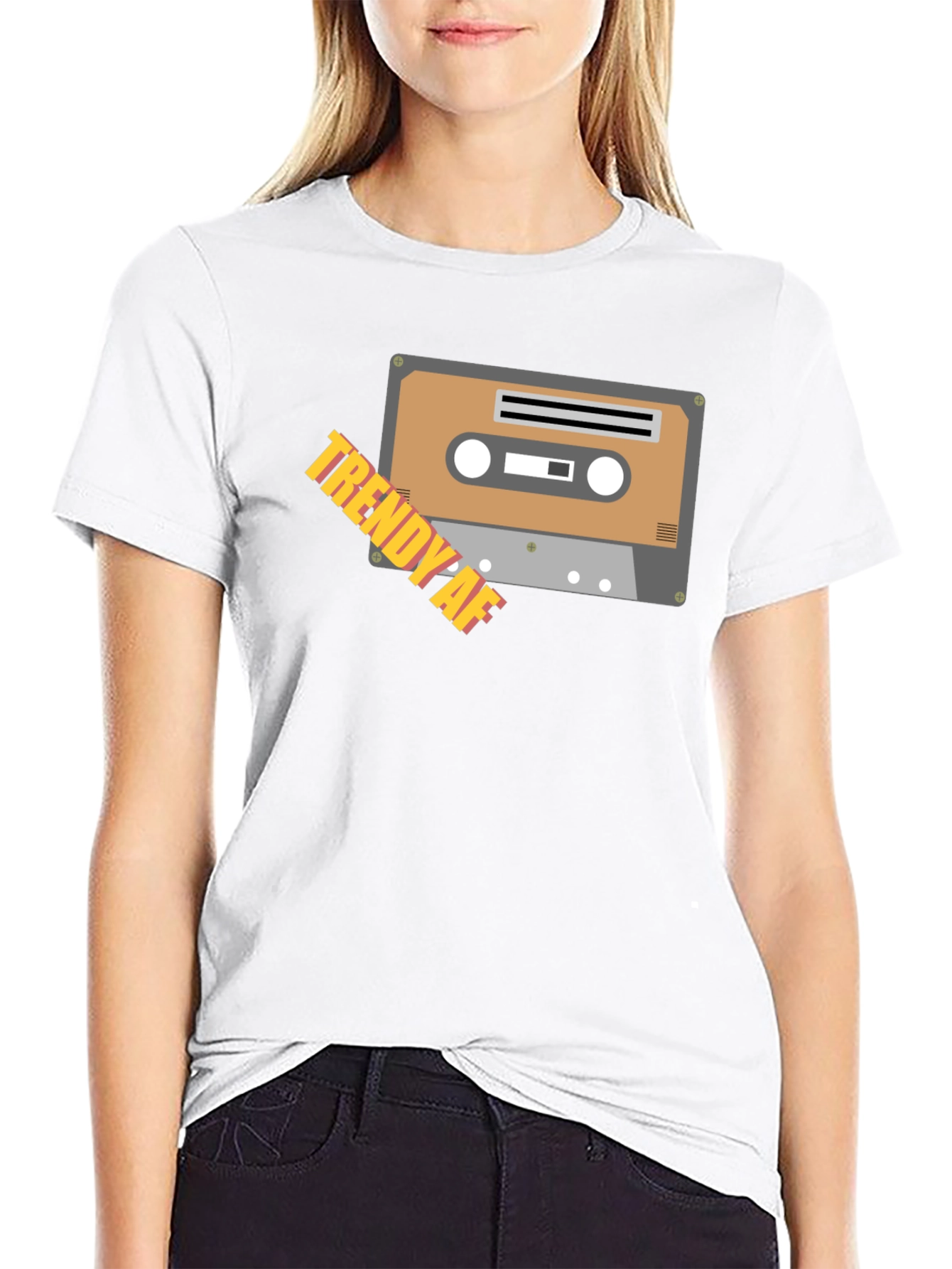 Black Trendy AF Cassette Tape Graphic Black T-Shirt view 9