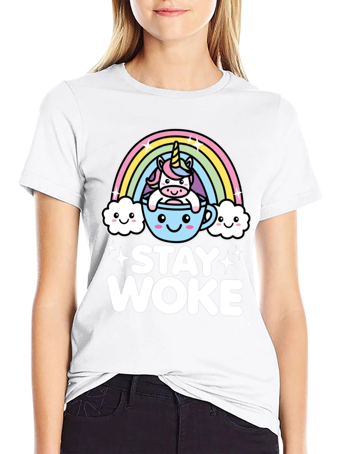 Black Stay Woke Unicorn Graphic Tee - Trendy Black T-Shirt view 9