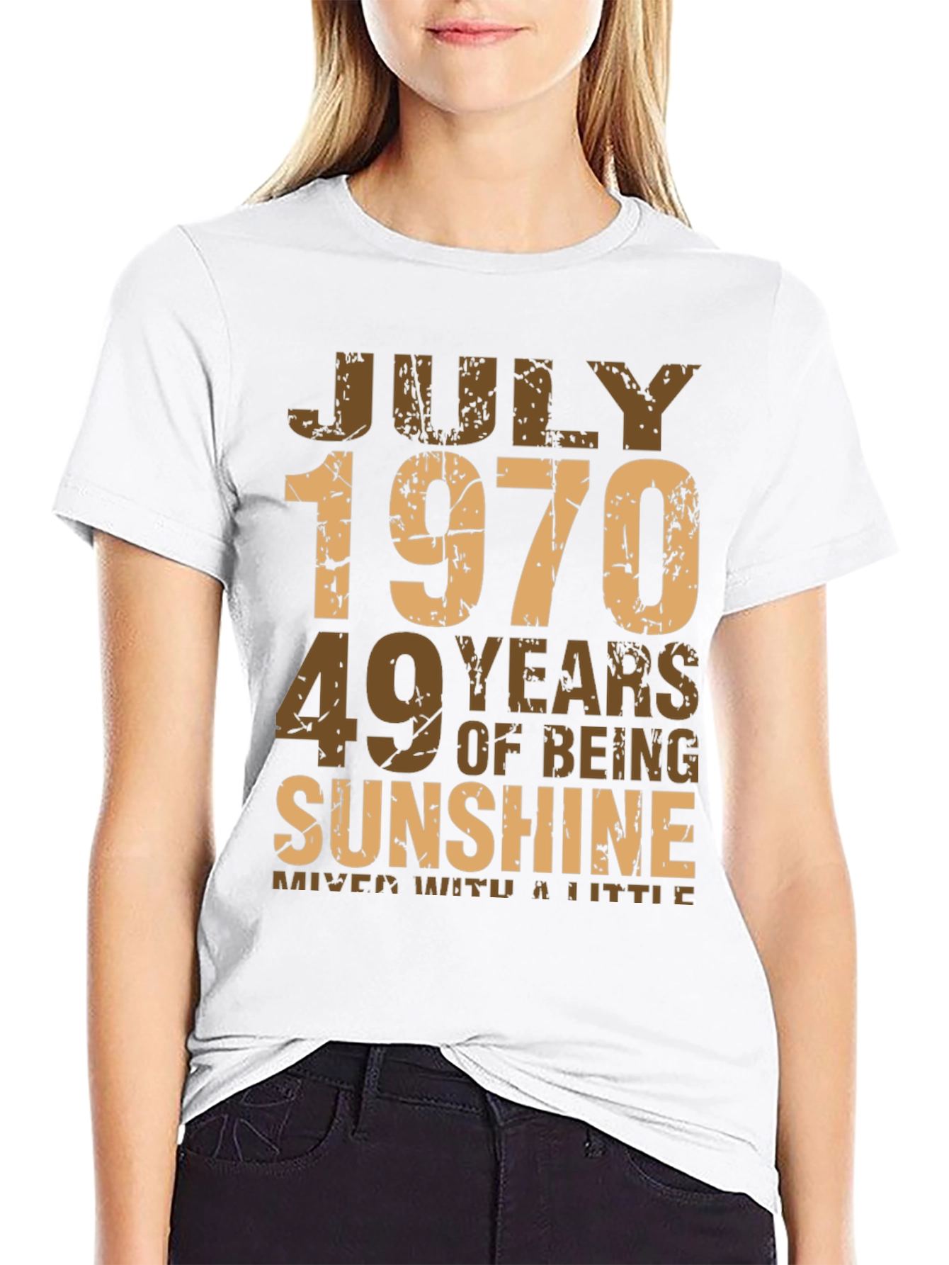 Black July 1970 Birthday T-Shirt - 49 Years of Sunshine! view 9