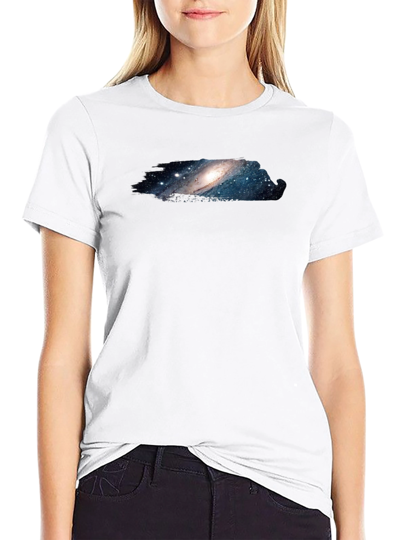 Black Galaxy Print Black T-Shirt view 9