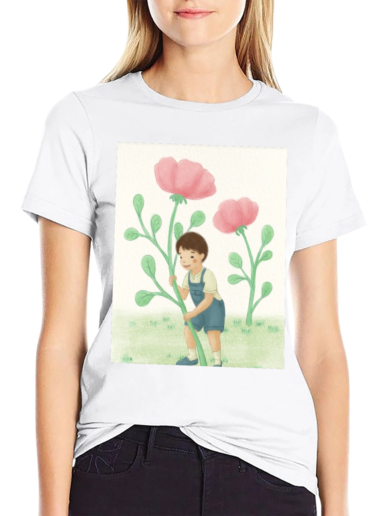Black Boy with Flowers Black T-Shirt view 9