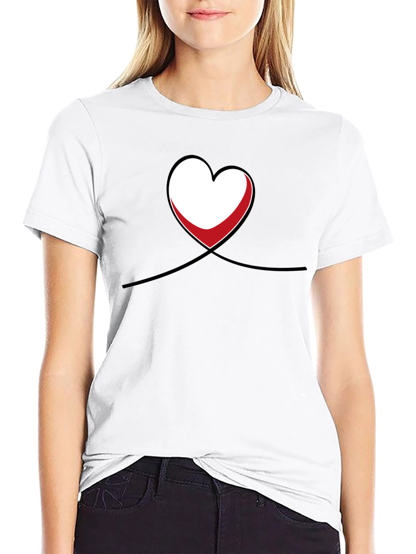Black Heart & Line Graphic Black T-Shirt view 9