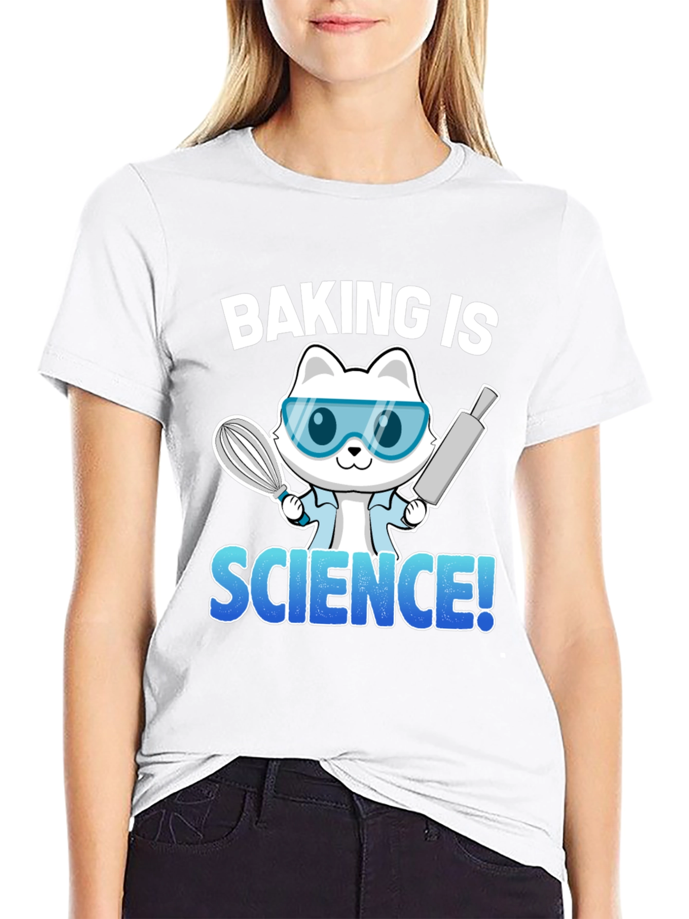 Black Baking is Science T-Shirt, Chef Cat Tee view 9