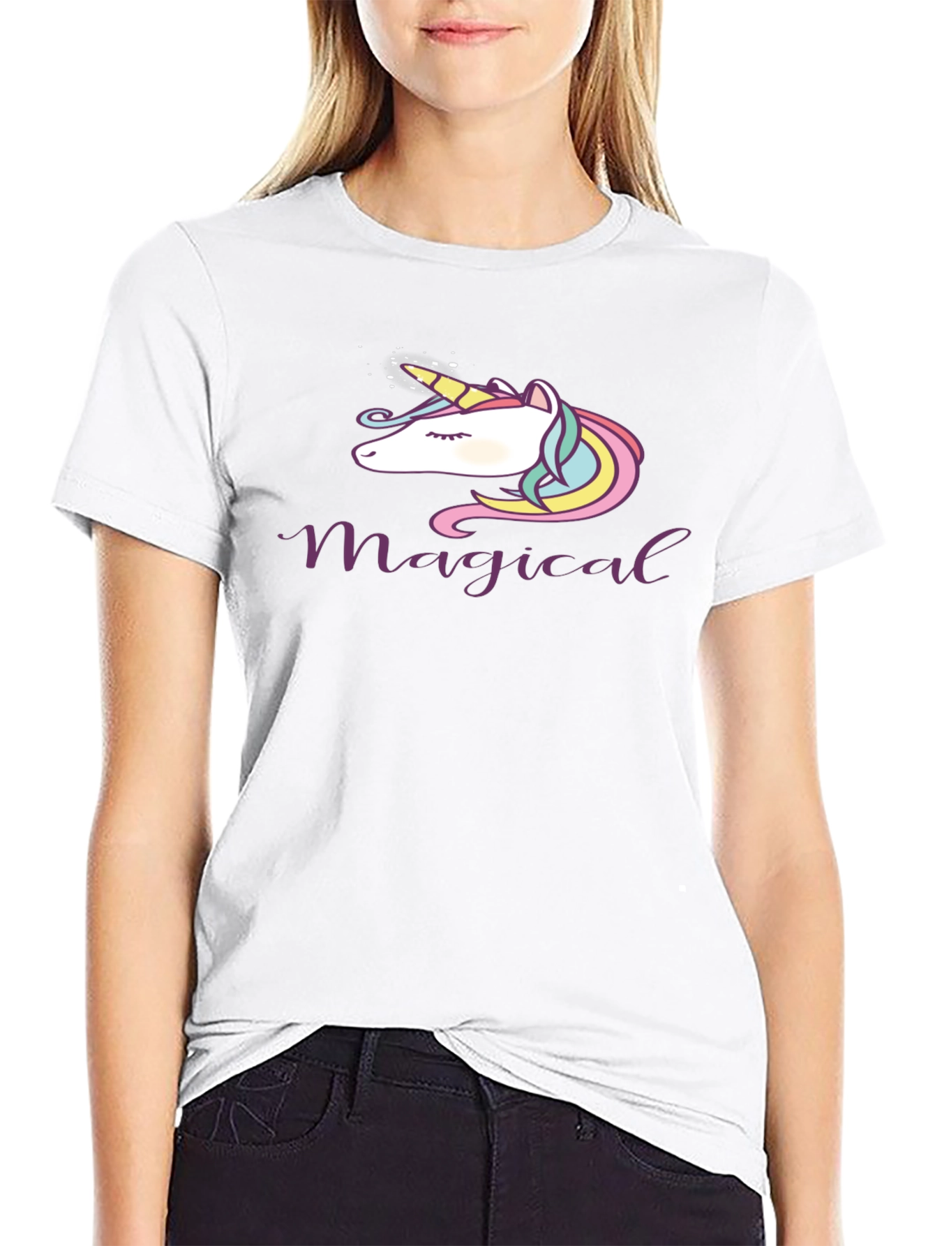 Black Magical Unicorn T-Shirt - Soft Cotton Blend, Black view 9