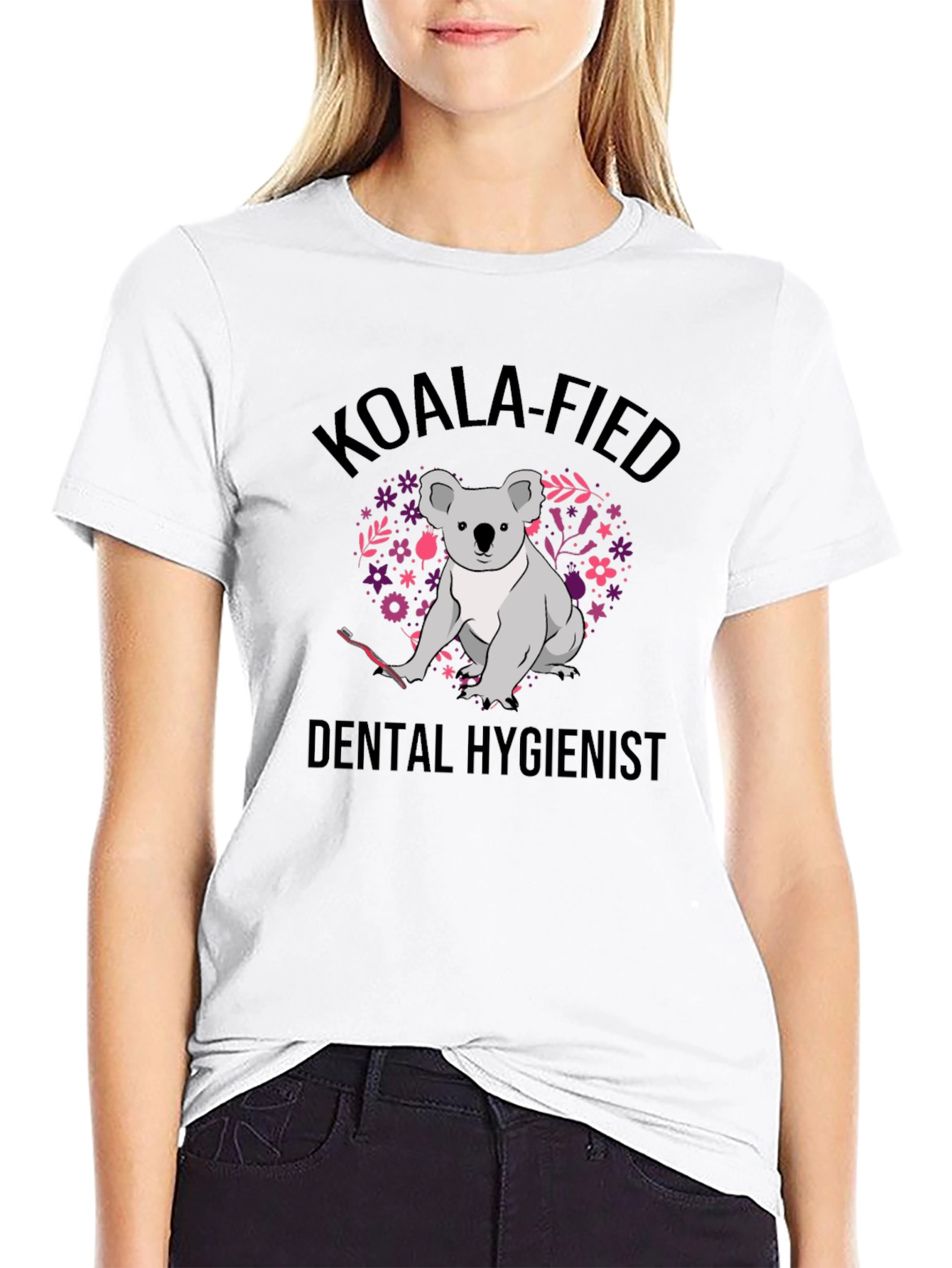 Black Koala-Fied Dental Hygienist Black T-Shirt view 9