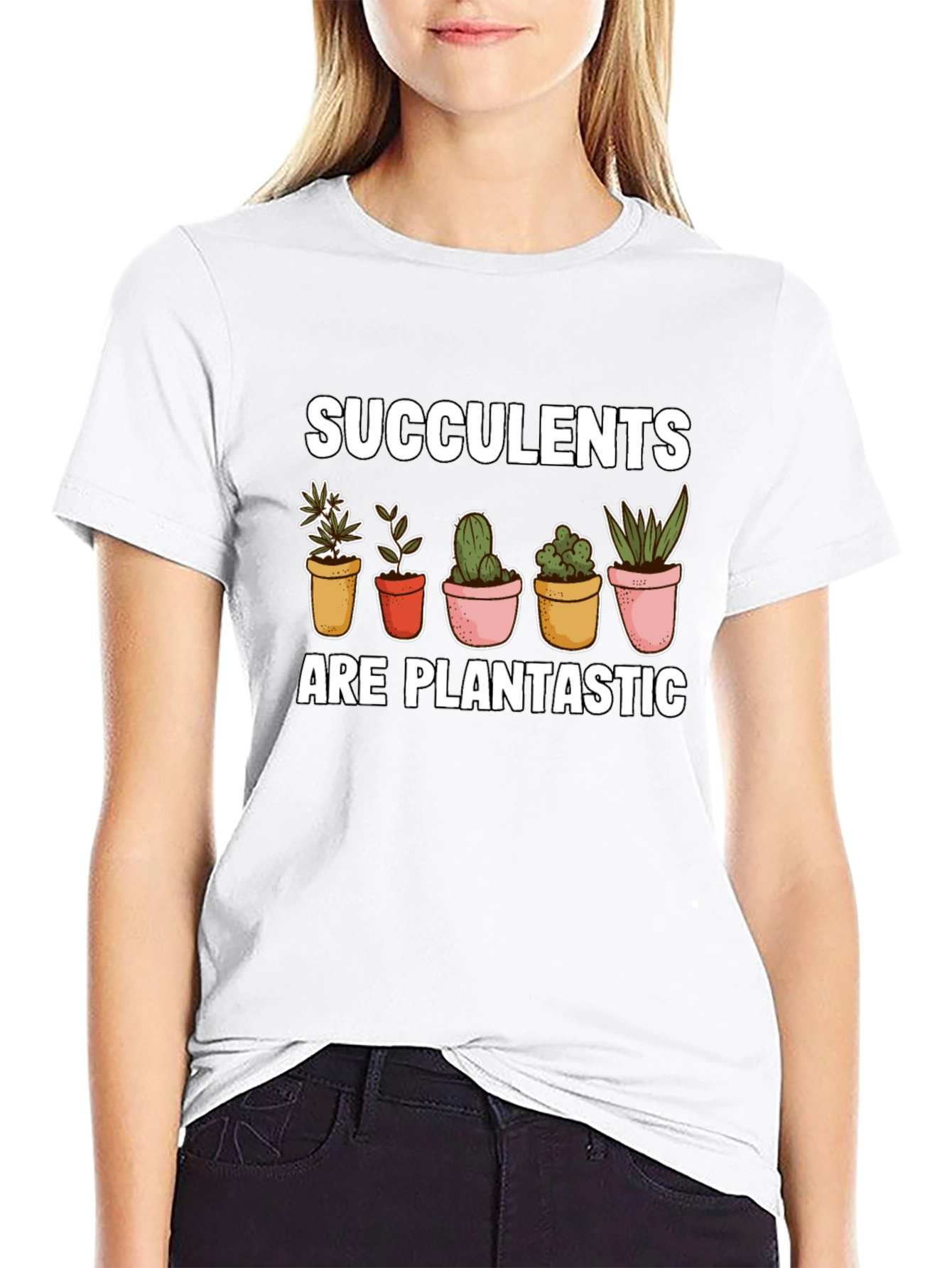Black Succulents Plantastic Graphic Tee view 9