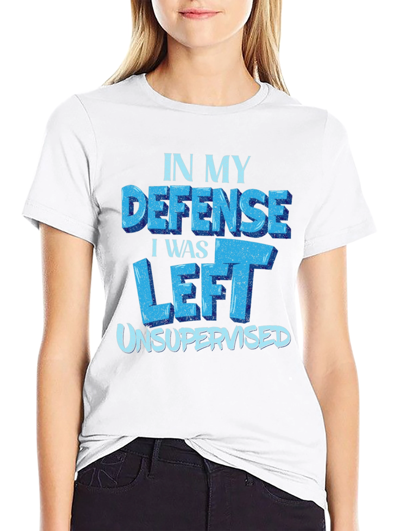 Black Funny 'In My Defense' Black T-Shirt view 9