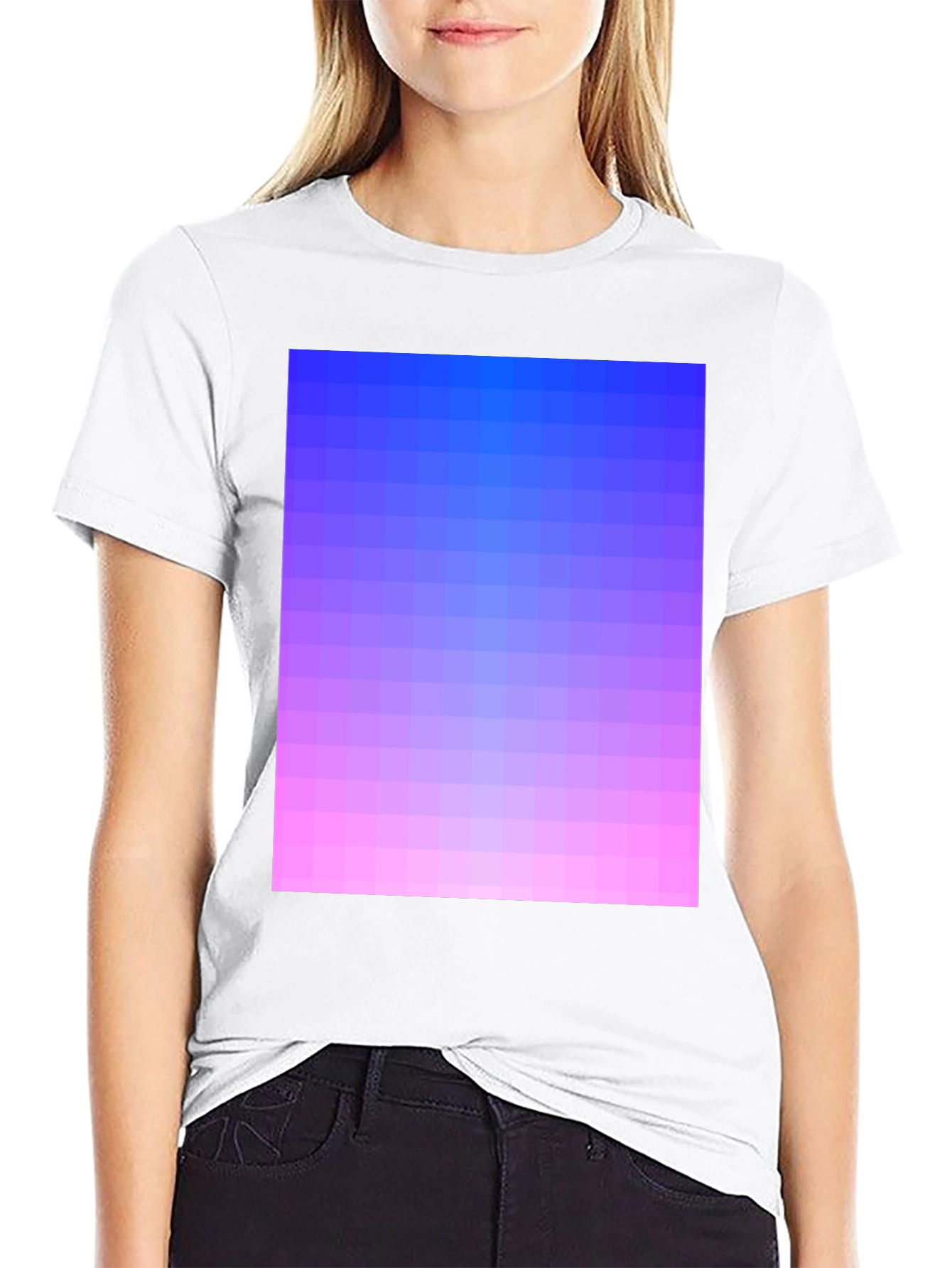 Black Gradient Pixel Art T-Shirt - Stylish Casual Wear view 9