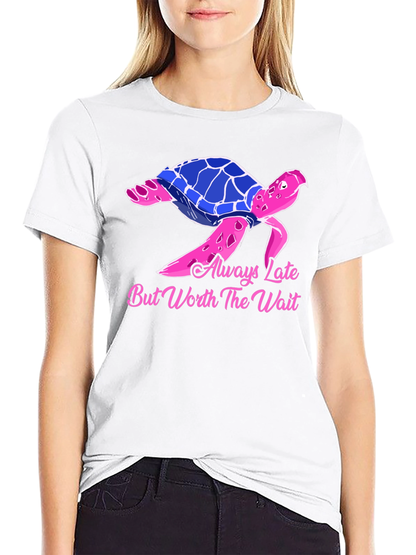 Black Always Late Turtle Graphic Tee - Unisex Black T-Shirt view 9