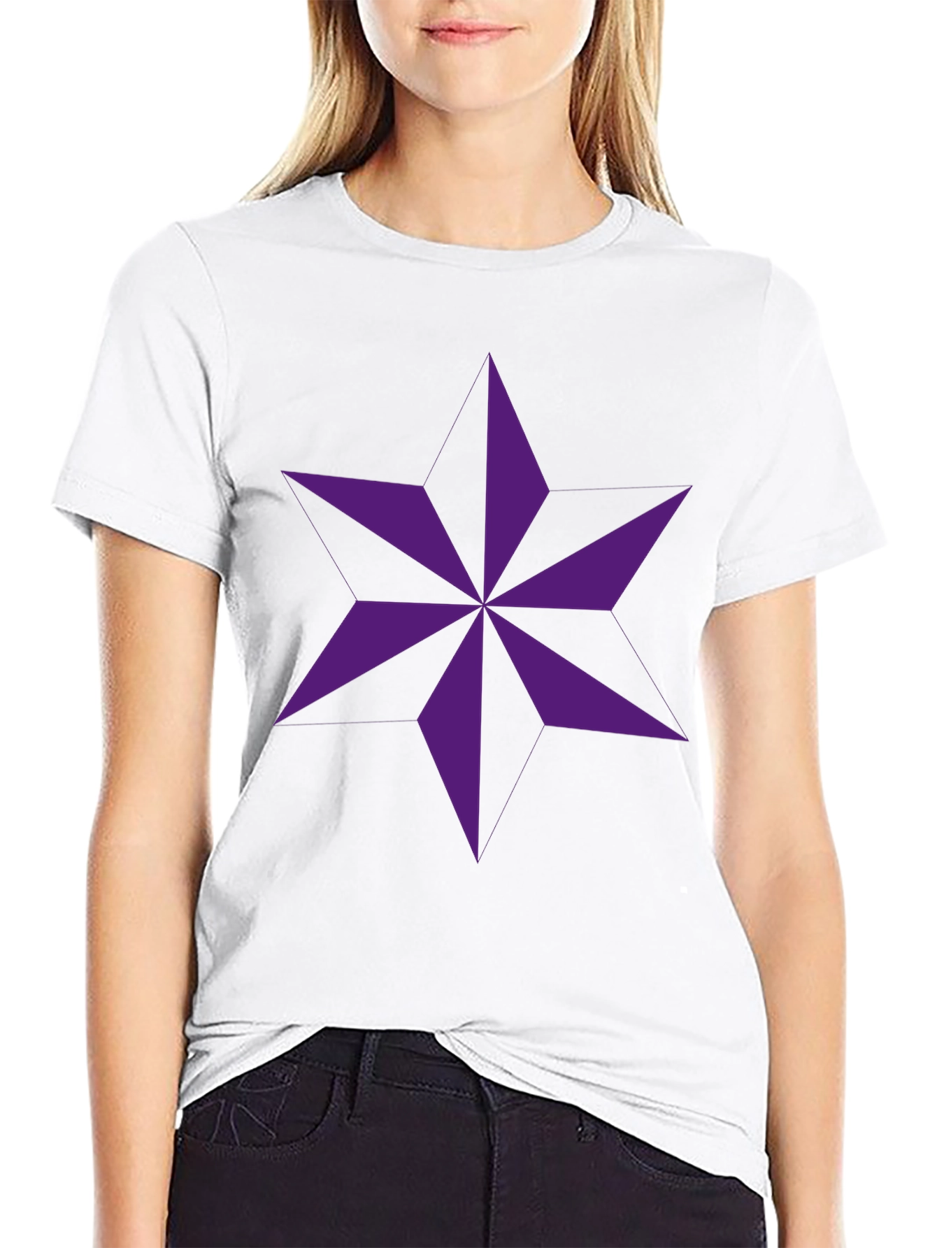 Black Geometric Star Graphic Black T-Shirt view 9