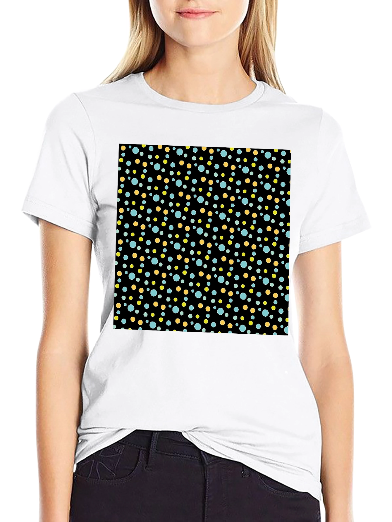 Black Retro Polka Dot T-Shirt - Classic Style view 9