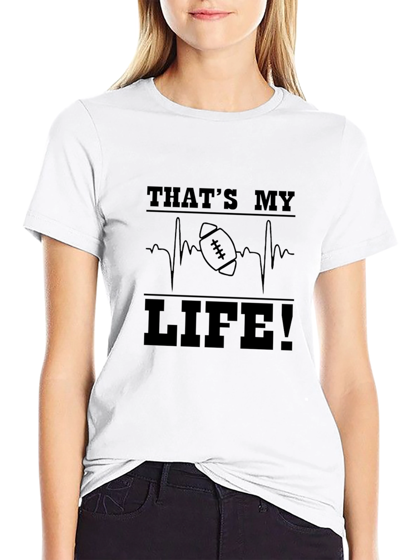 Black That's My Life Football T-Shirt view 9