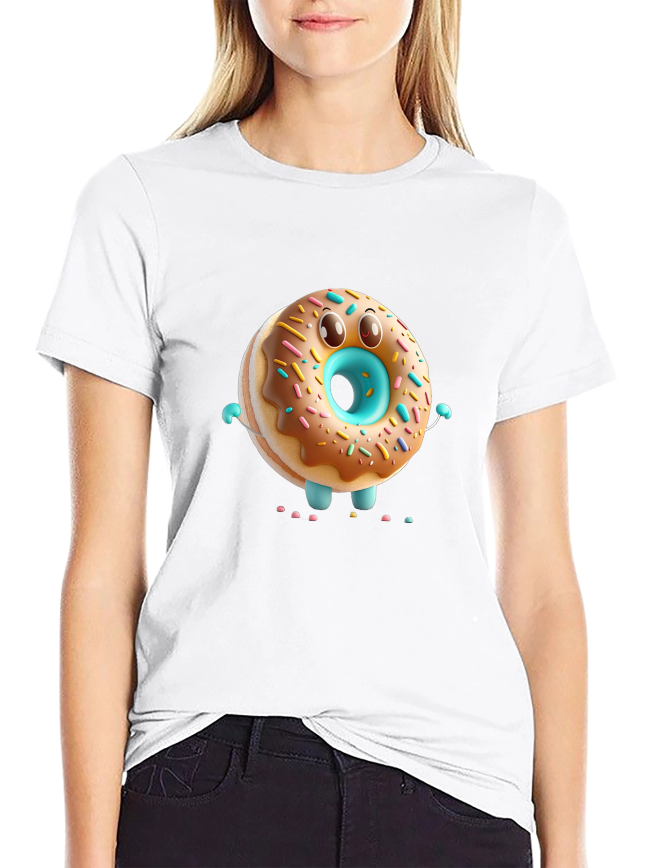Black Donut Character Black T-Shirt view 9