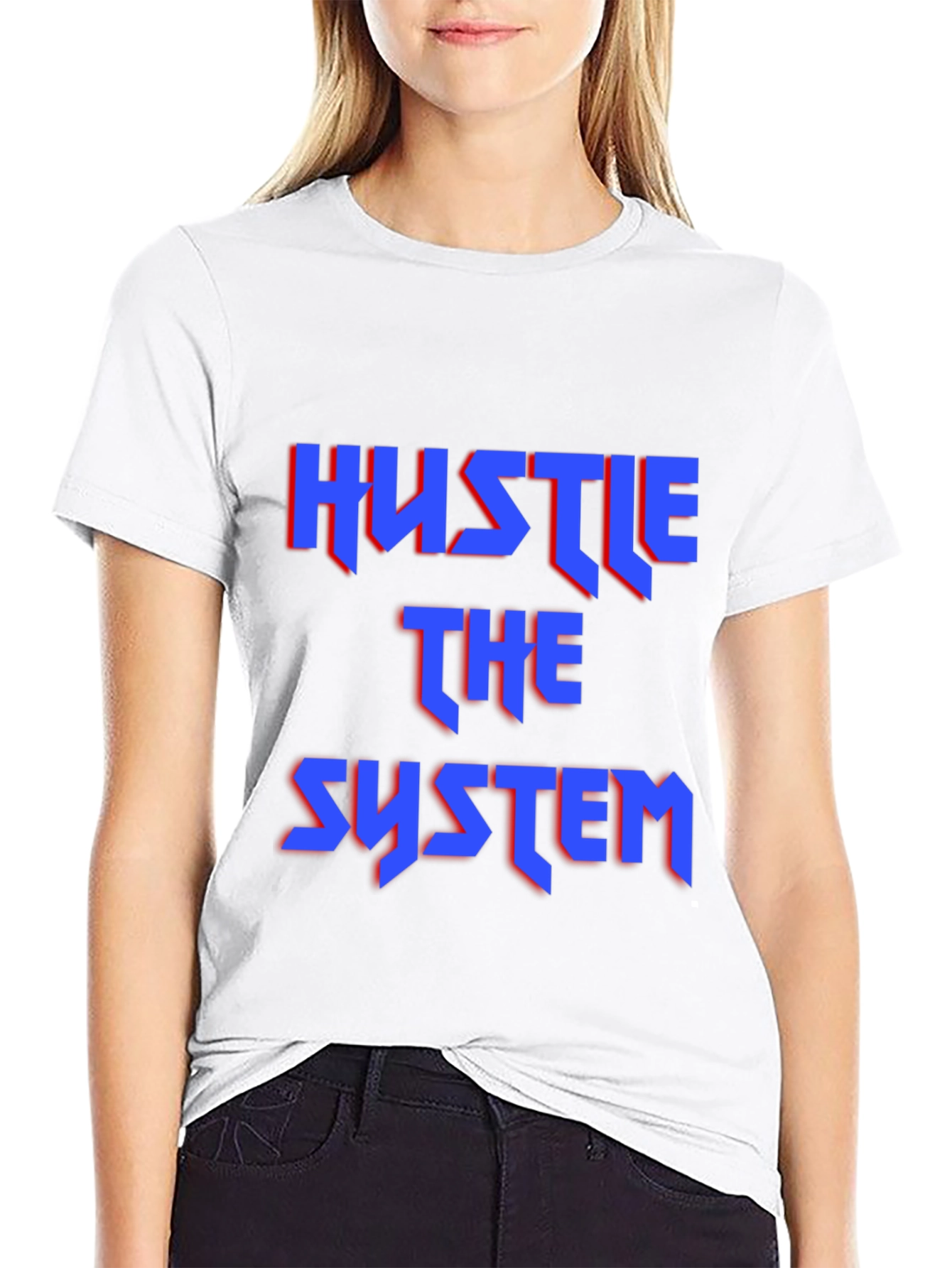 Black Hustle the System Graphic Tee - Bold Statement Shirt view 9