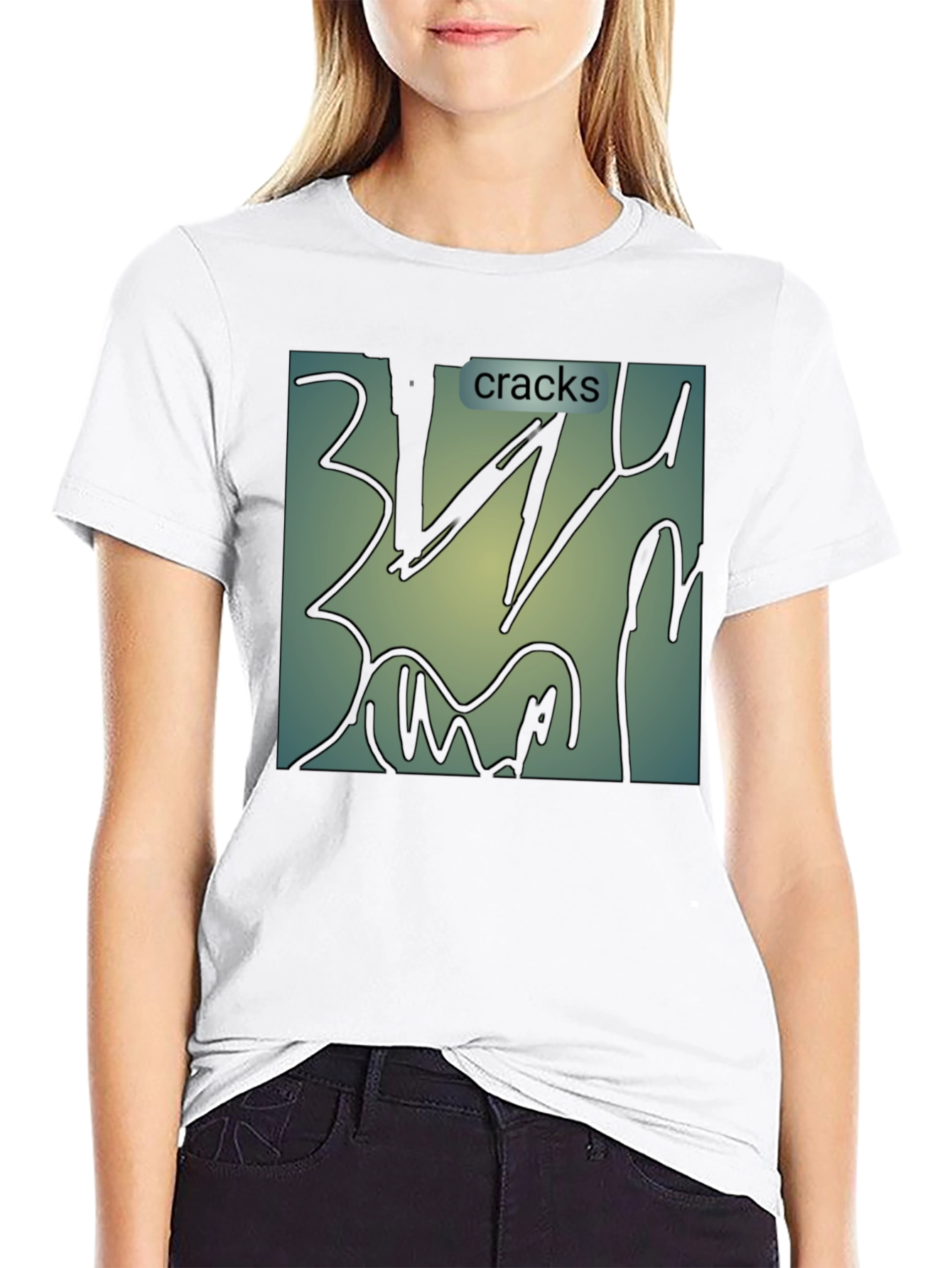 Black Cracks Graphic T-Shirt - Modern Abstract Art Tee view 9