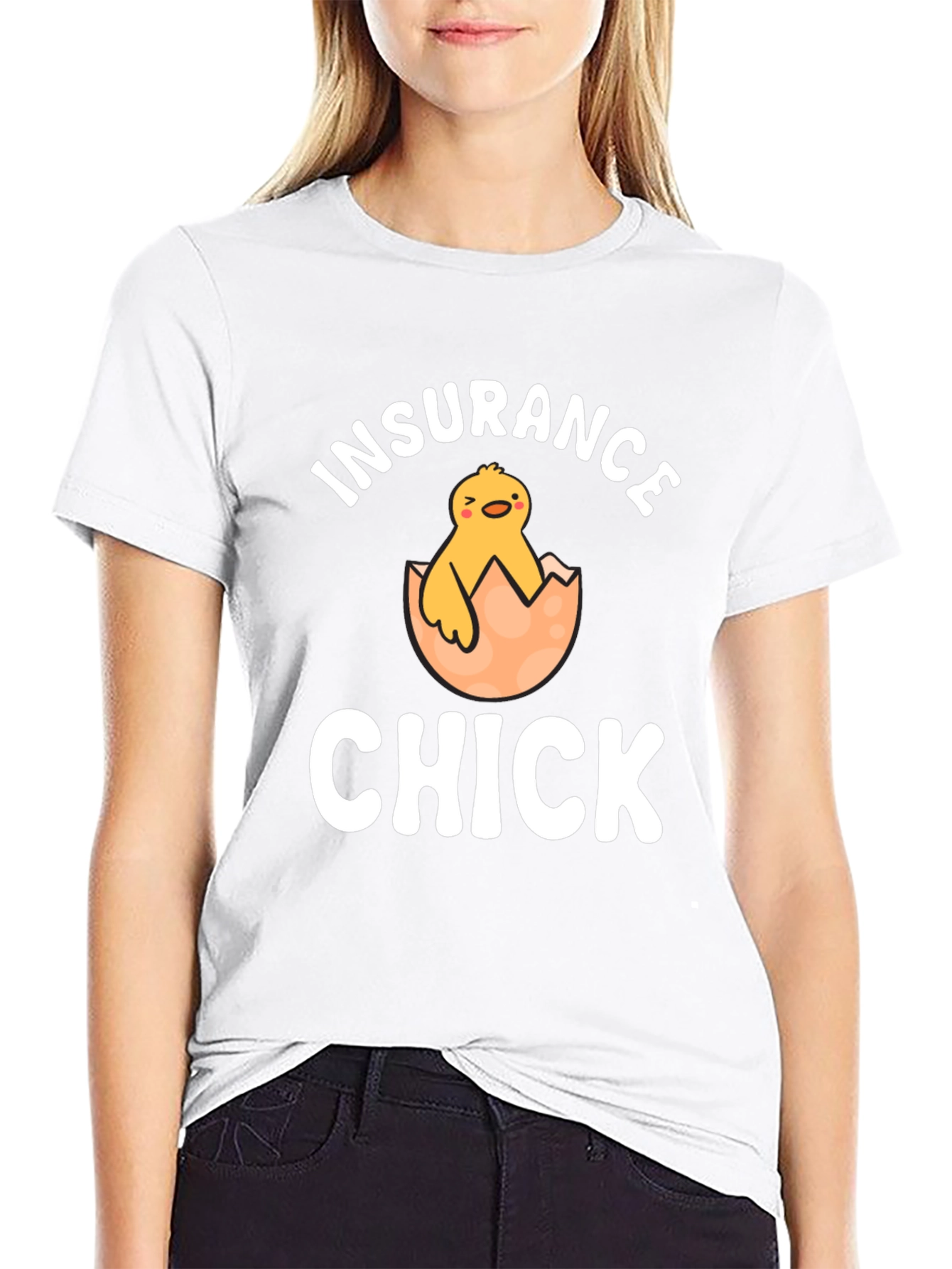 Black Insurance Chick T-Shirt - Novelty Graphic Tee view 9