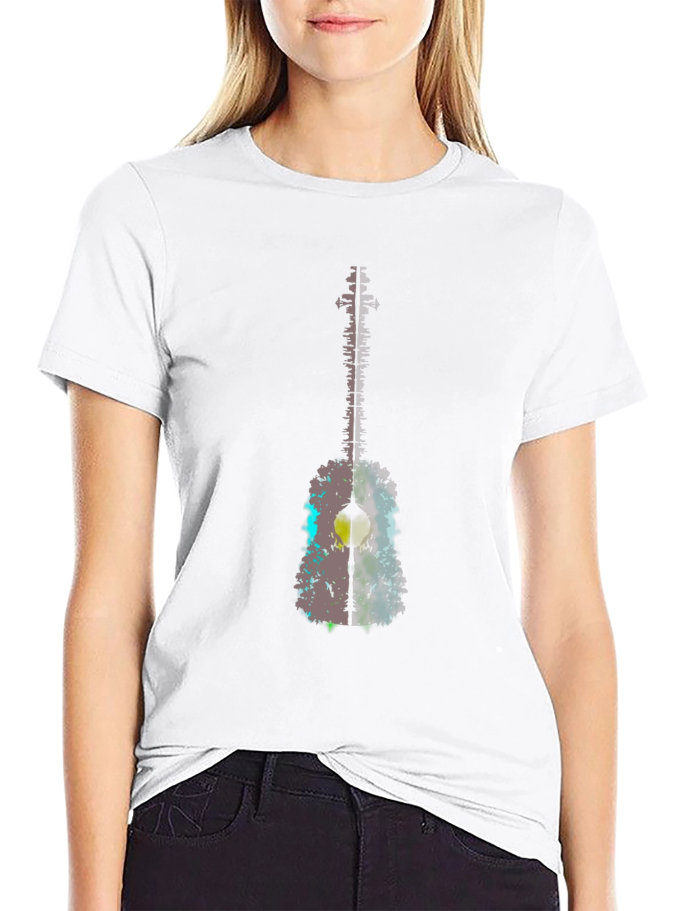 Black Abstract Guitar Graphic Tee - Men's Black T-Shirt view 9