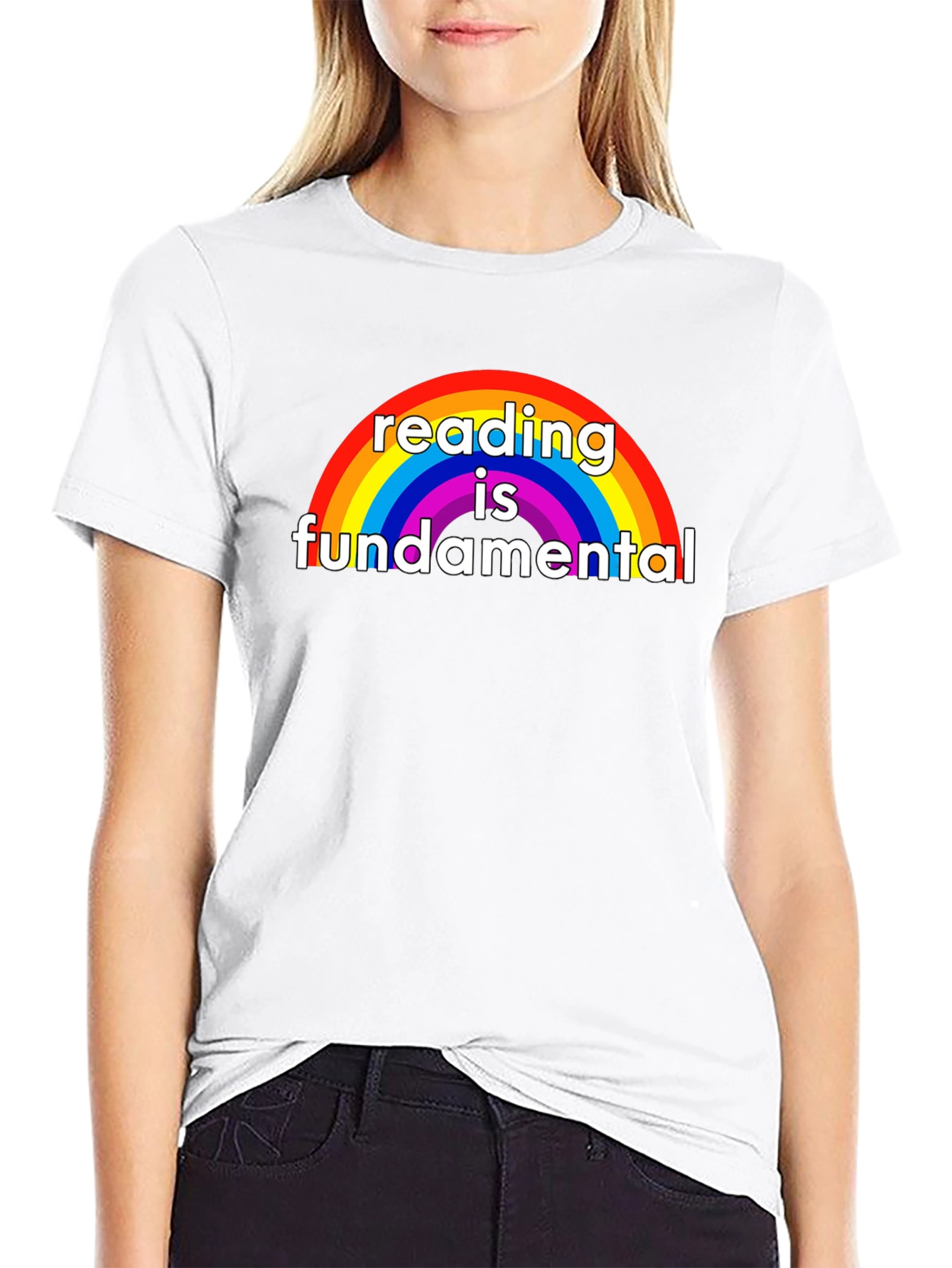 Black Reading is Fundamental Rainbow Graphic Tee view 9