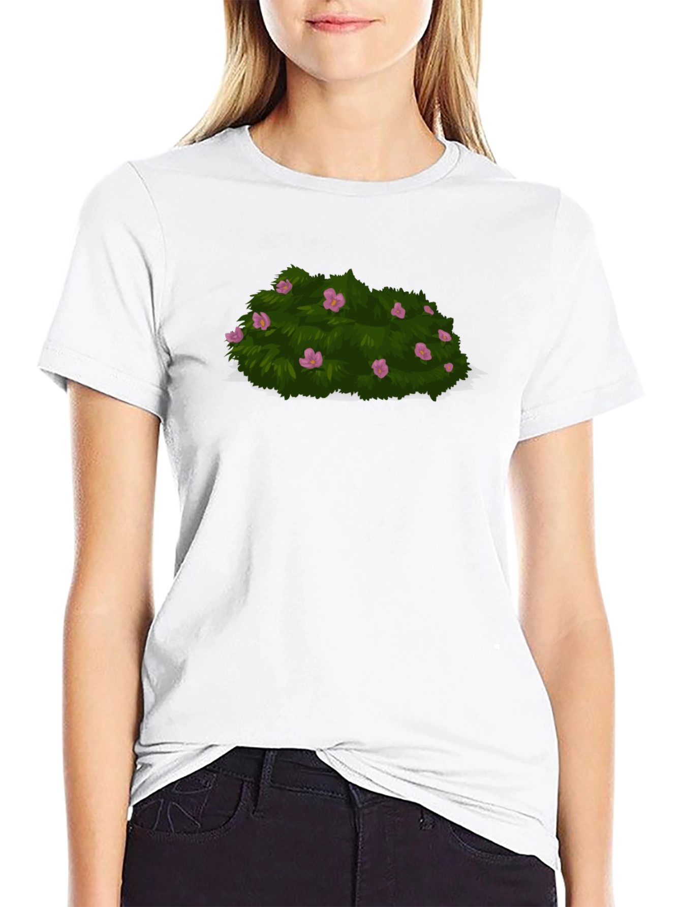 Black Bush With Flowers Graphic Tee - Stylish Casual Wear view 9
