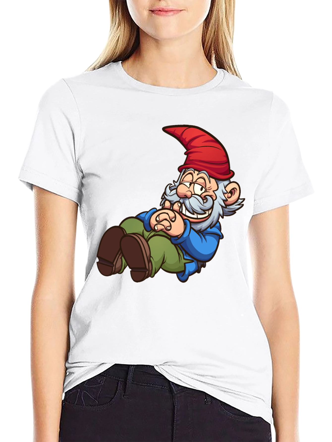 Black Funny Gnome T-Shirt - Cartoon Graphic Tee view 9