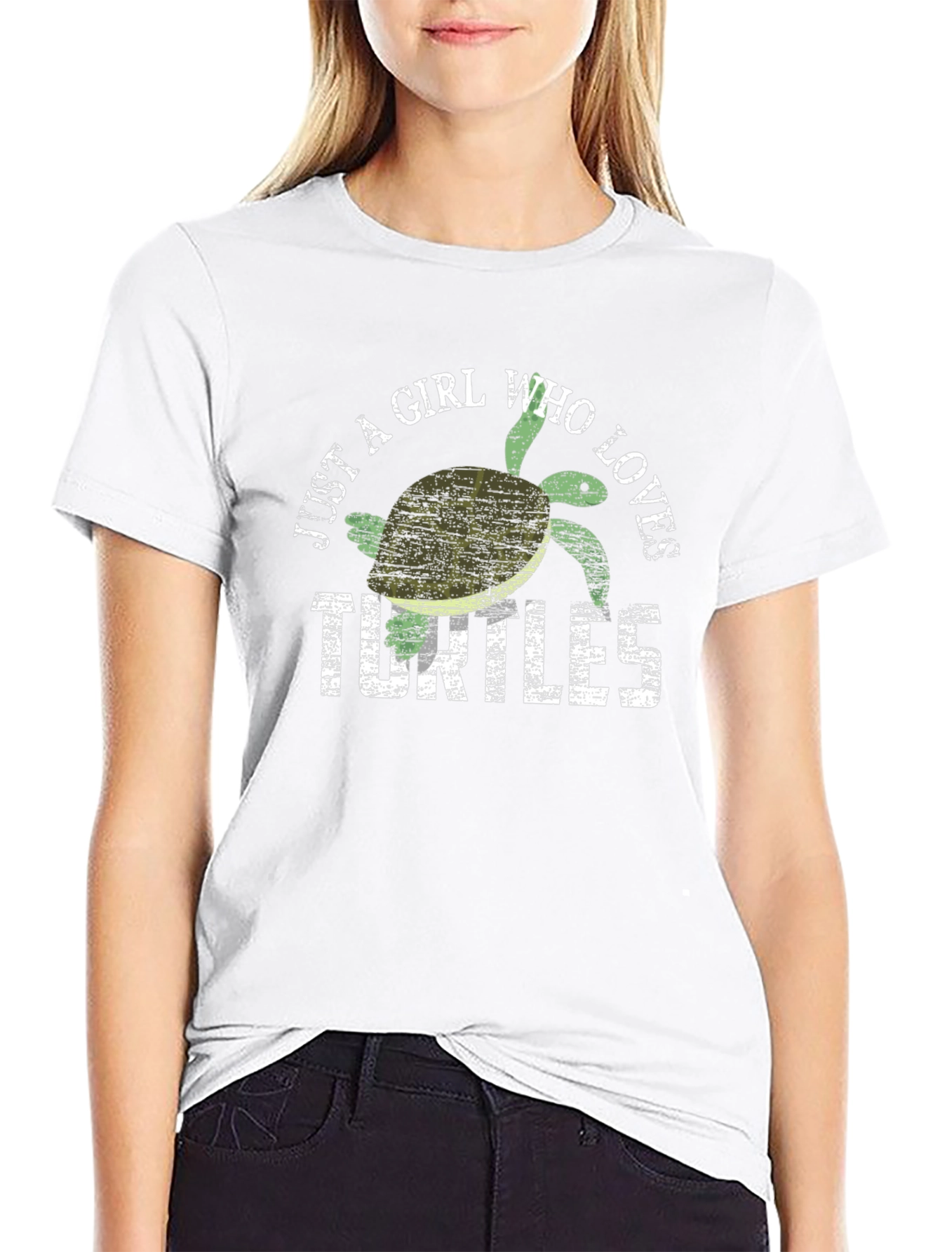 Black Just A Girl Who Loves Turtles T-Shirt view 9
