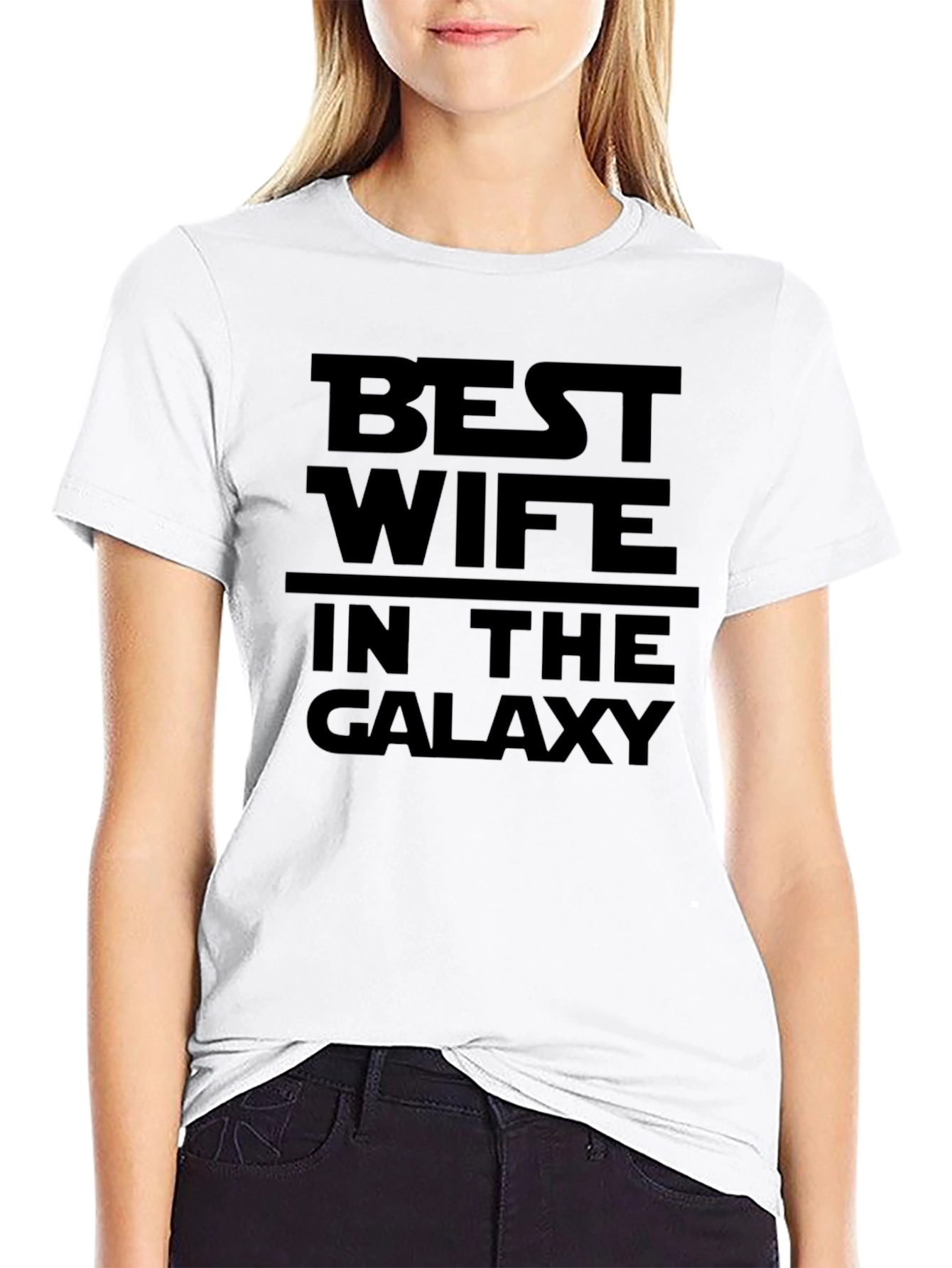 Black Best Wife in the Galaxy Black T-Shirt view 9