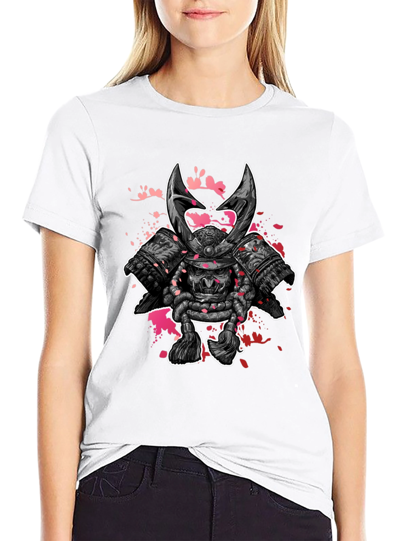 Black Samurai Warrior Graphic Print Black T-Shirt view 9