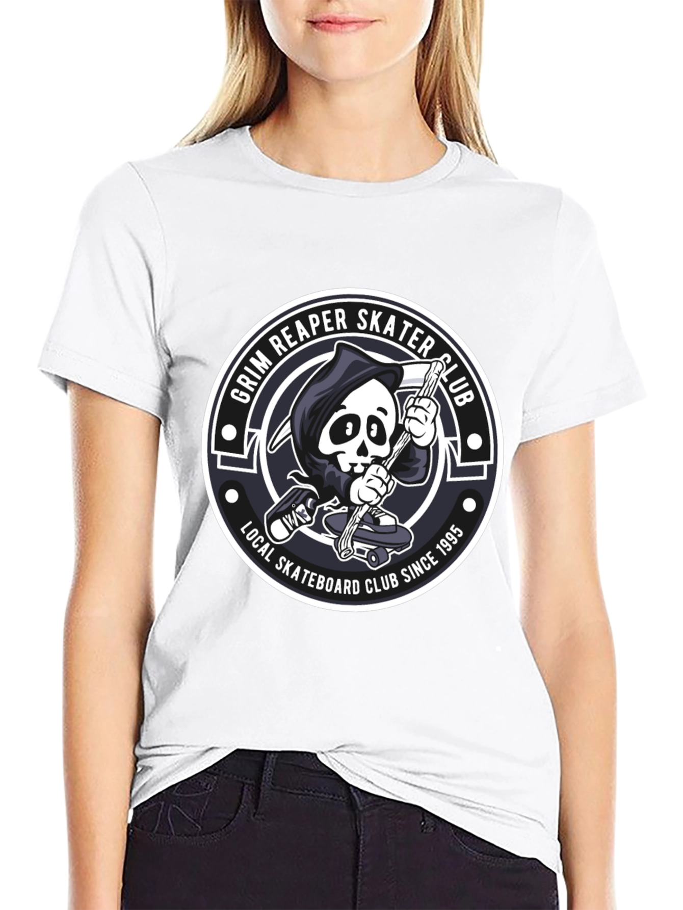 Black Grim Reaper Skater Club Black T-Shirt view 9
