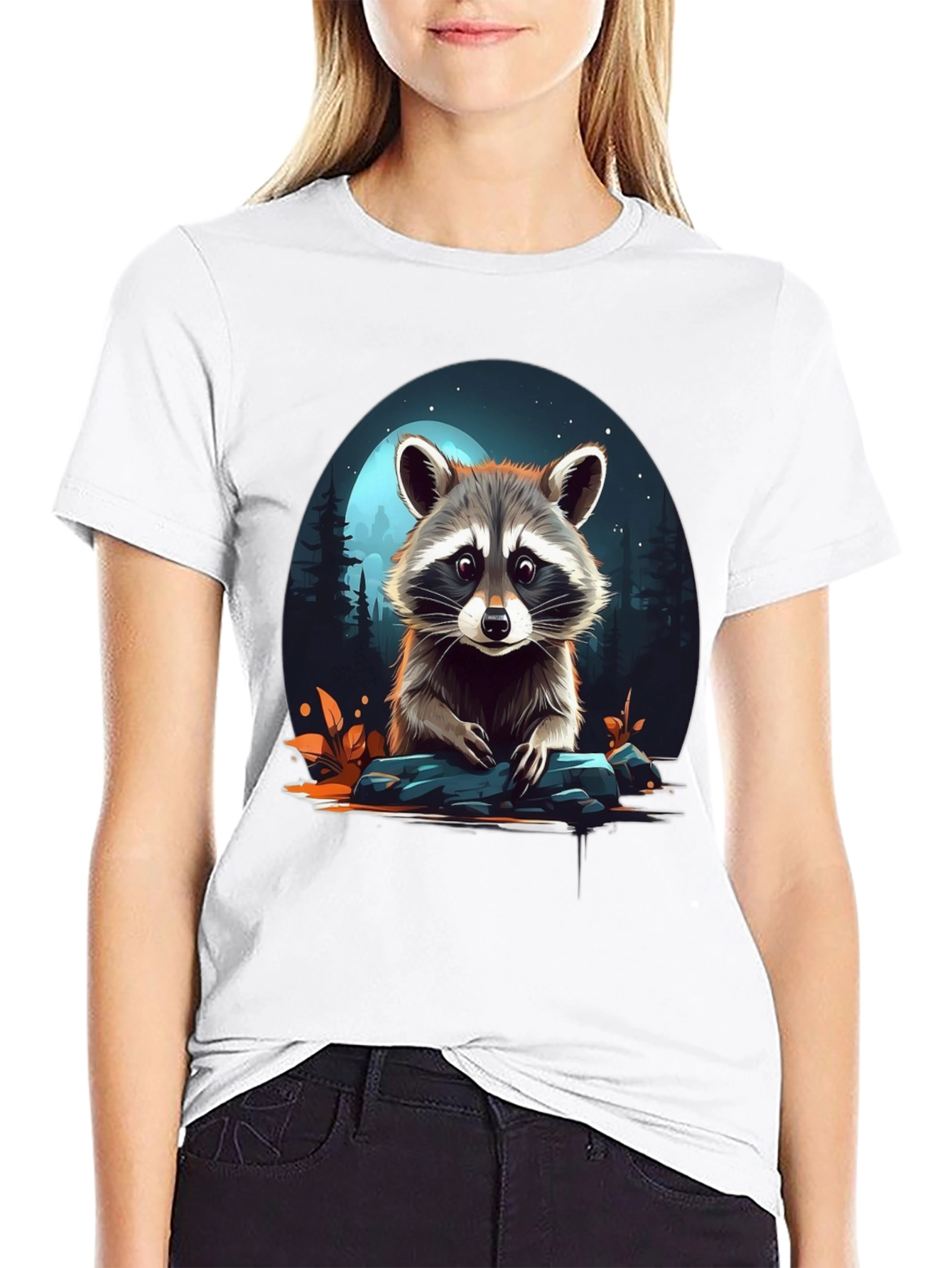 Raccoon Graphic Tee - Nature Lover's Black T-Shirt - 9