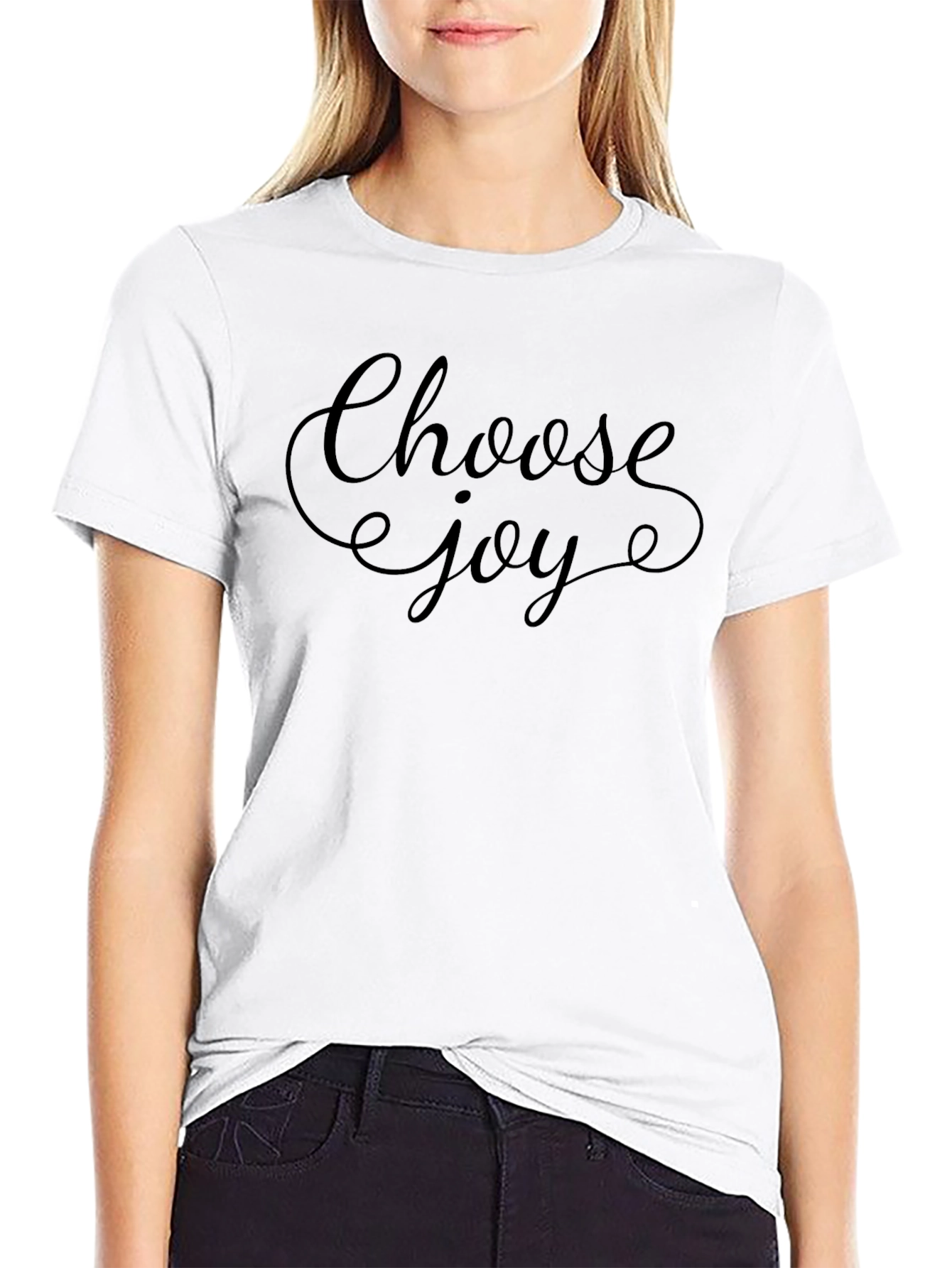 Black Choose Joy Graphic T-Shirt - Black Crew Neck Tee view 9