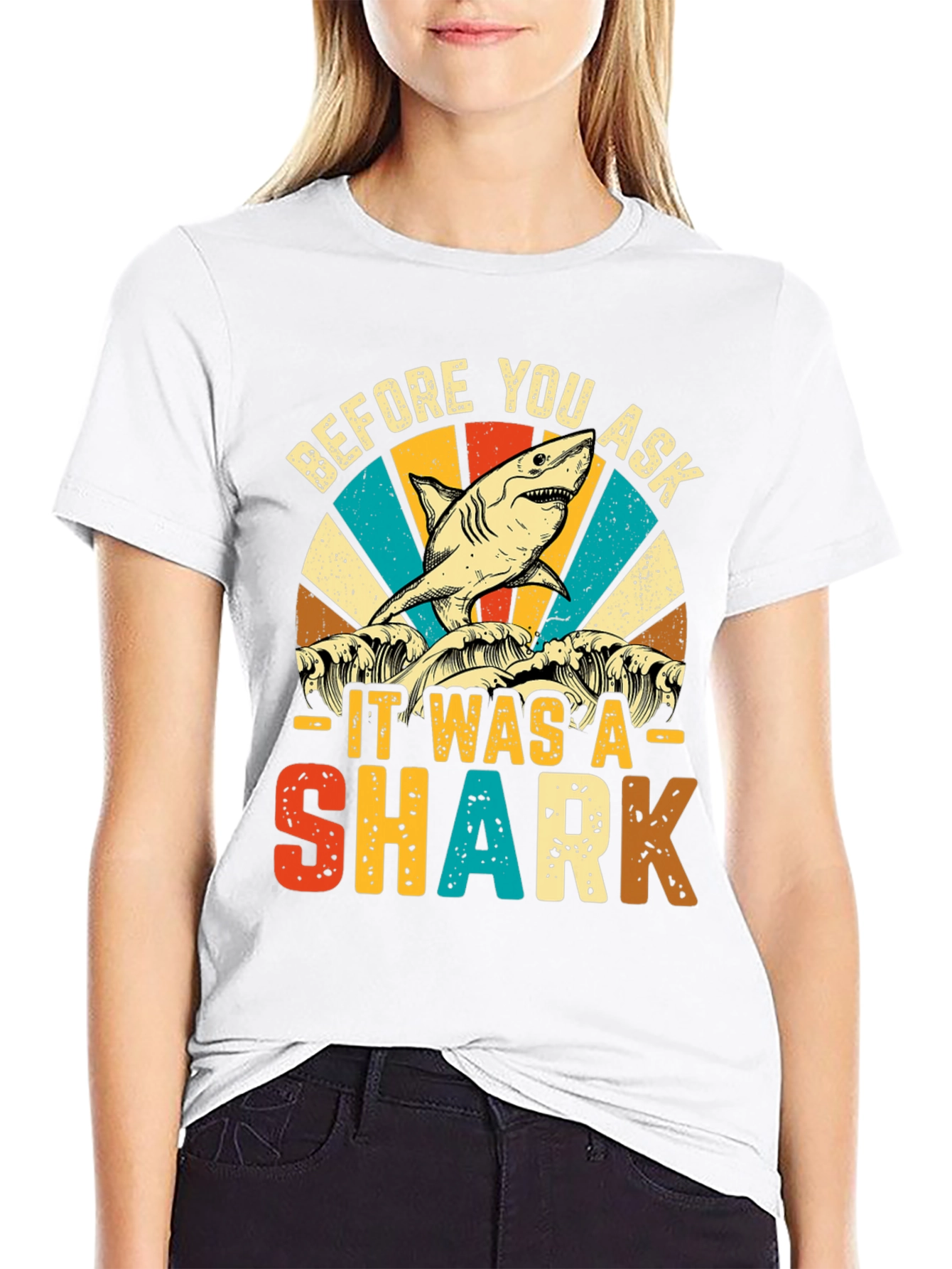 Black Before You Ask It Was A Shark T-Shirt view 9