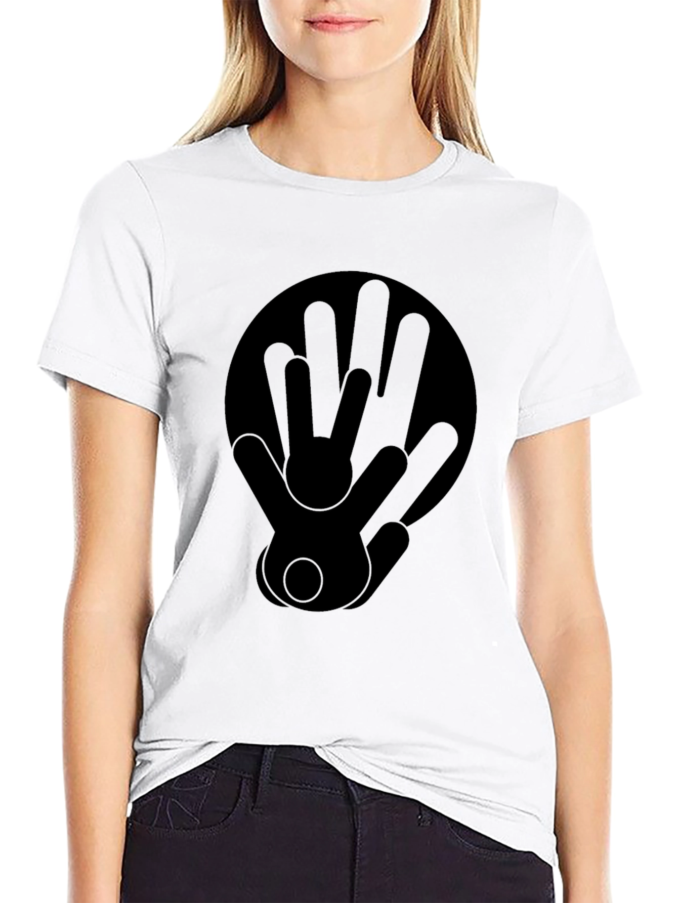 Black Graphic Print Tee - Peace Love Sign Black view 9