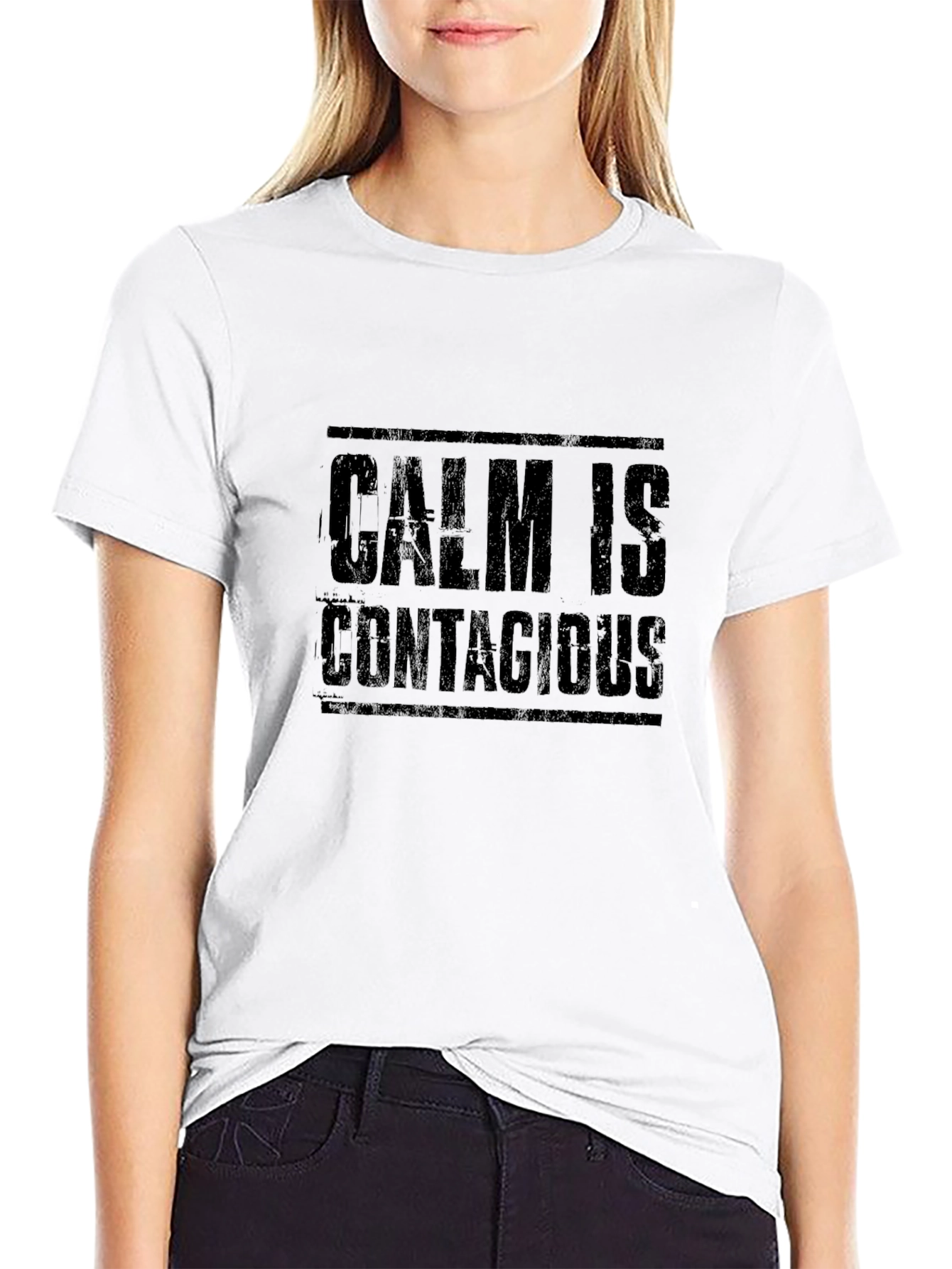 Black Calm is Contagious Black T-Shirt view 9