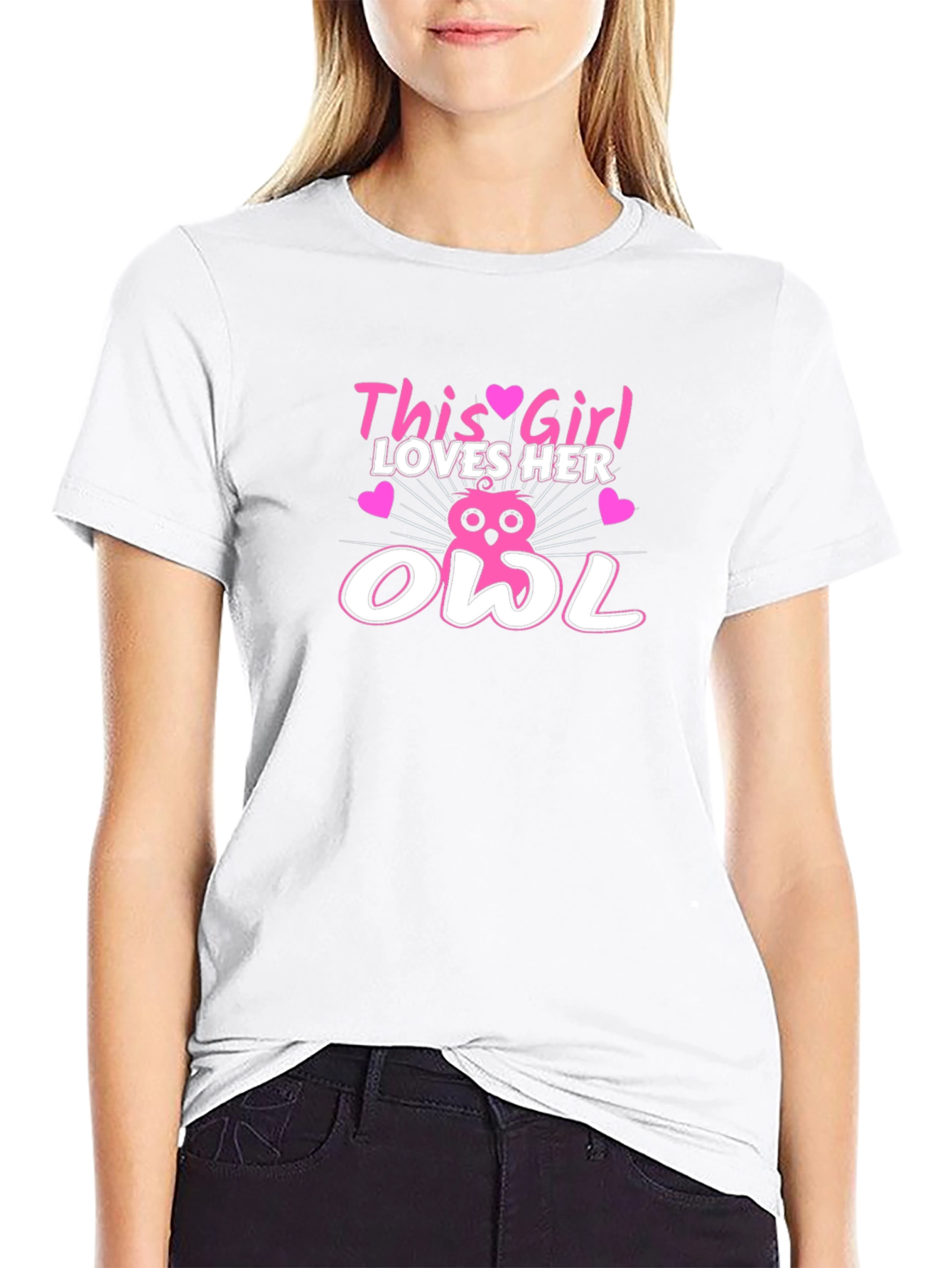This Girl Loves Her Owl Graphic T-Shirt - Trendy Tee - 9