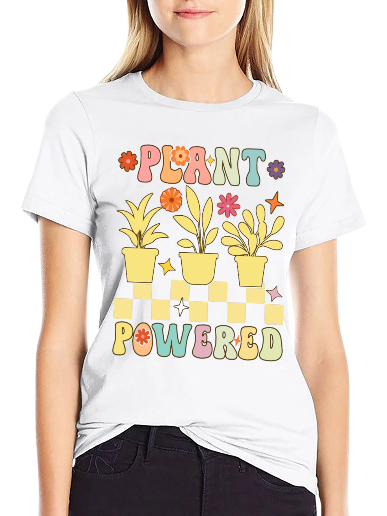 Black Plant Powered Graphic Tee - Black Cotton T-Shirt view 9