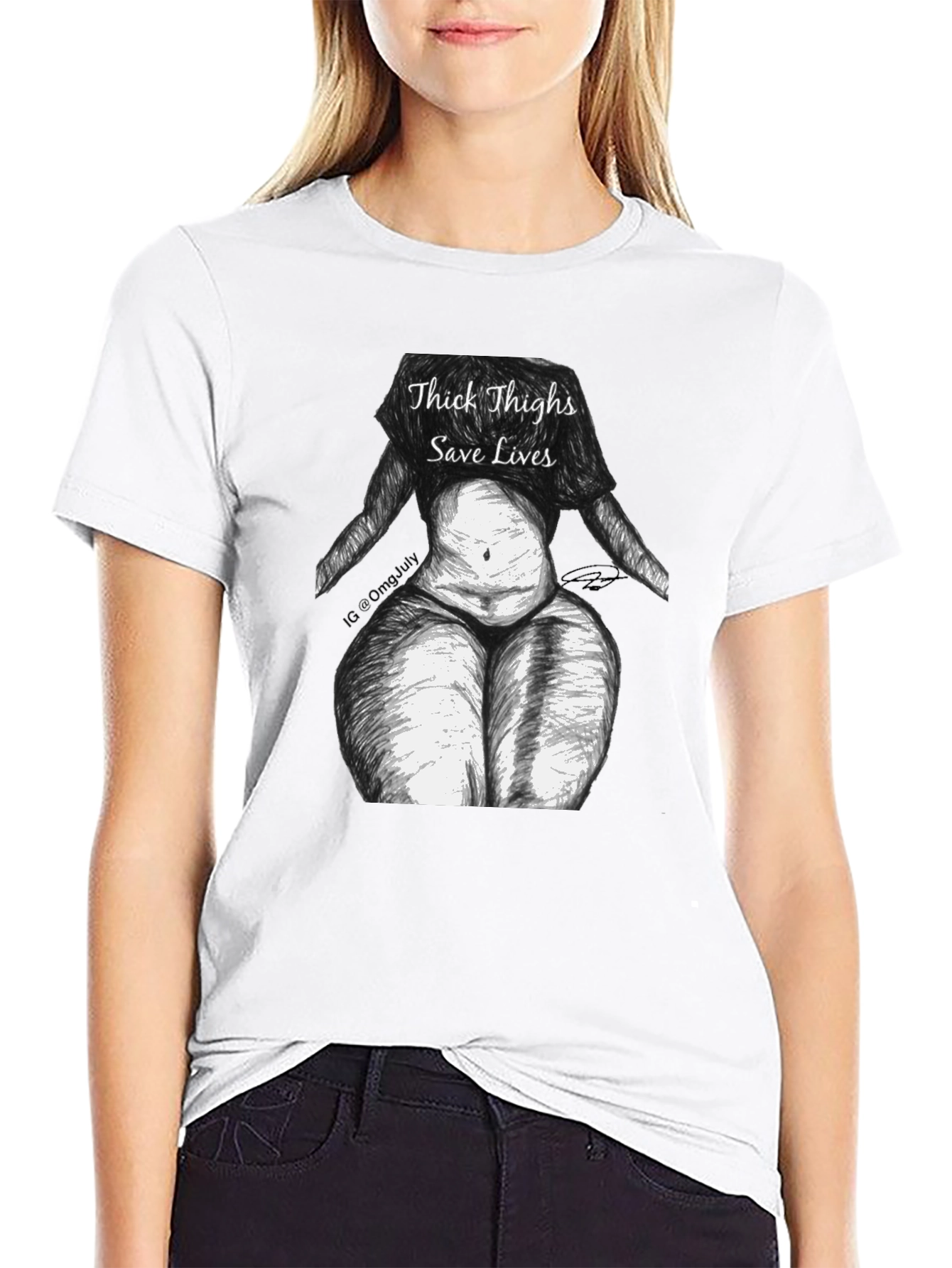 Black Thick Thighs Save Lives Graphic Tee - Unisex view 9