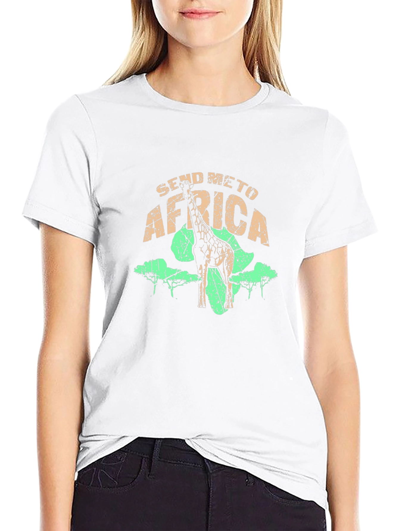 Black Send Me To Africa Giraffe Graphic T-Shirt view 9