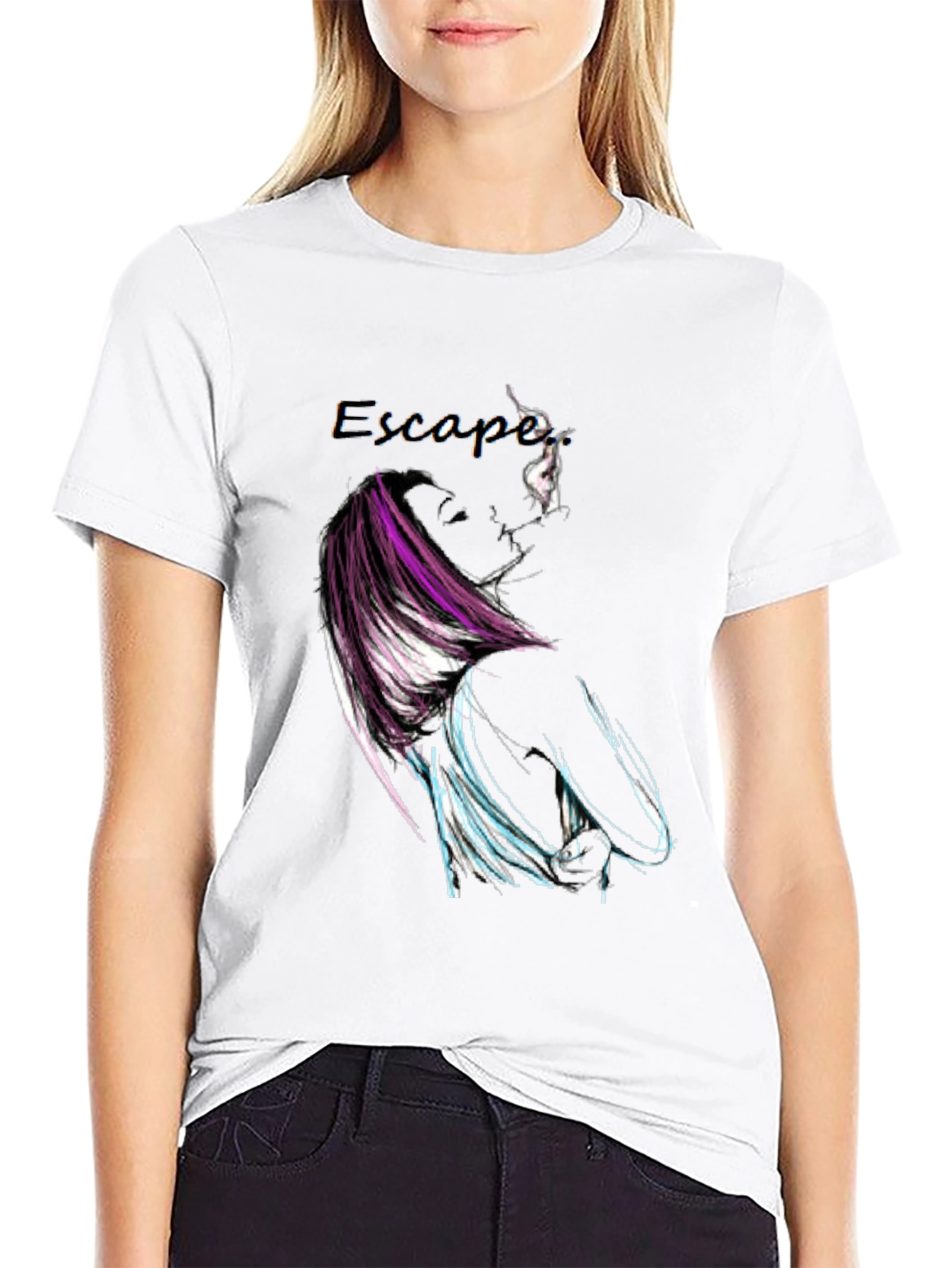Black Escape Graphic Print Black T-Shirt view 9