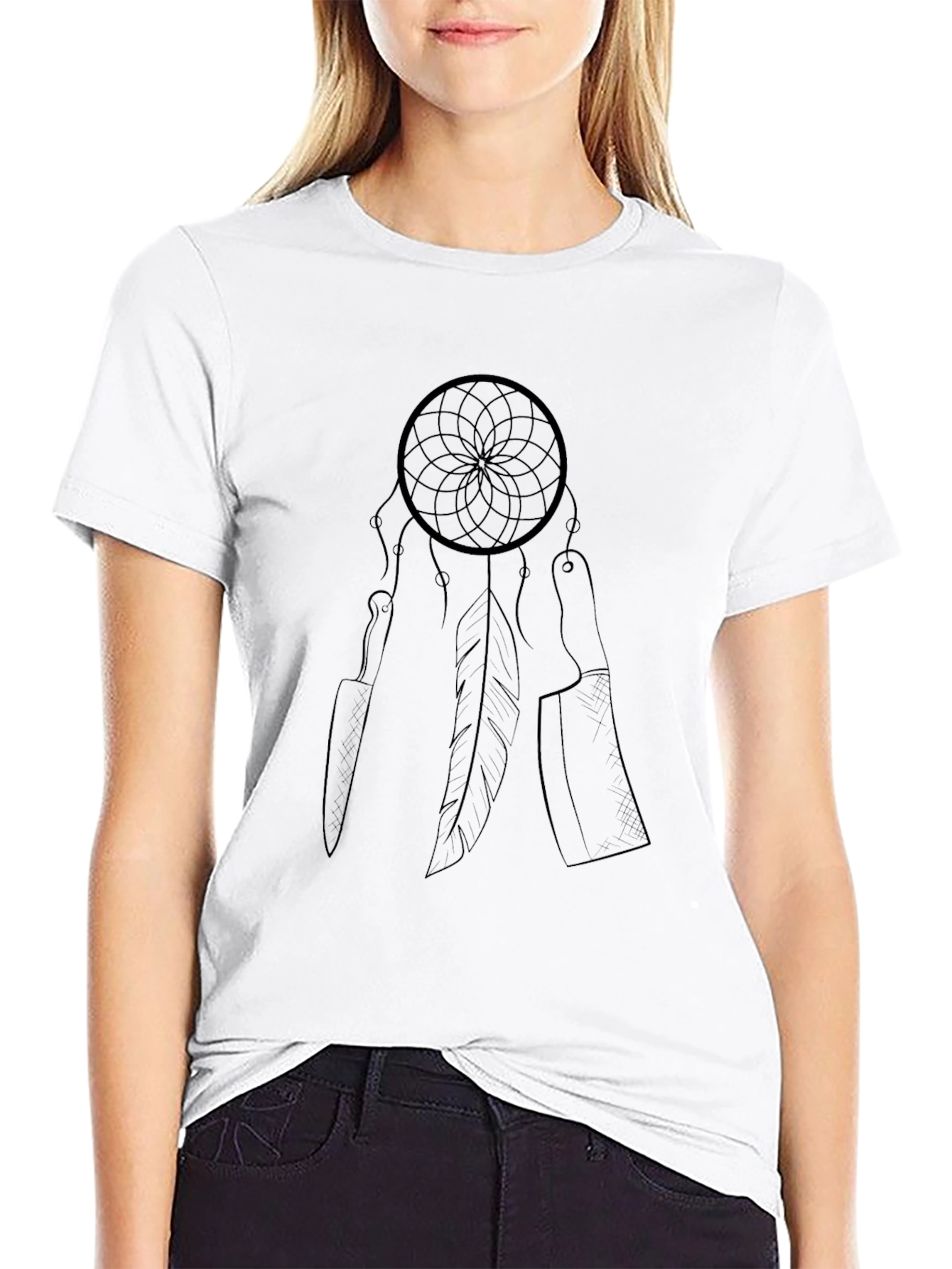 Black Dream Catcher Graphic Tee - Black Cotton Blend view 9