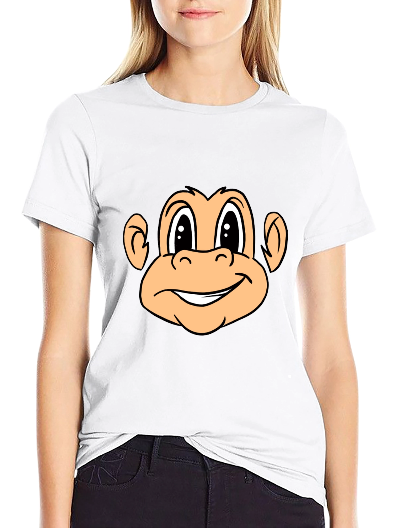 Black Monkey Face Graphic Tee - Black Crew Neck T-Shirt view 9