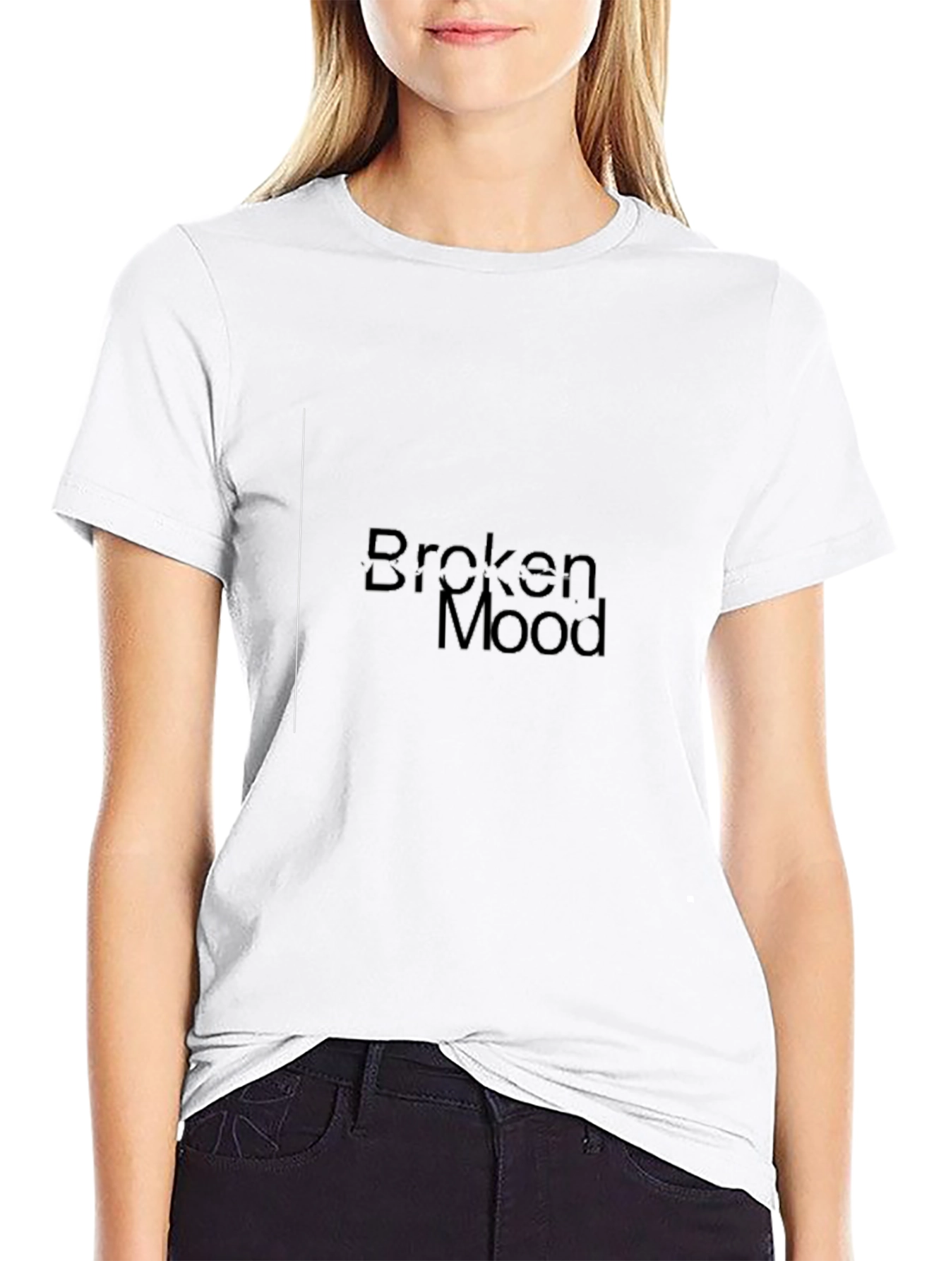 Black Broken Mood Graphic Tee - Black Cotton Blend T-Shirt view 9