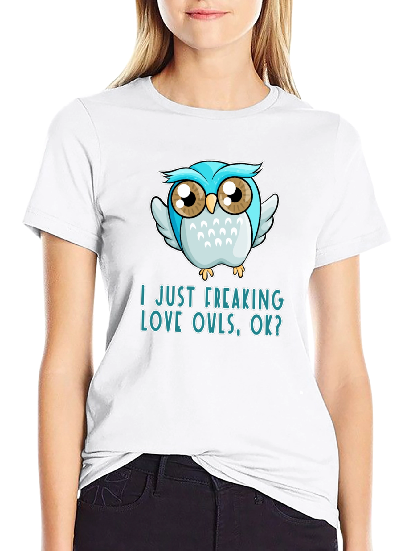 Black I Just Freaking Love Owls T-Shirt view 9