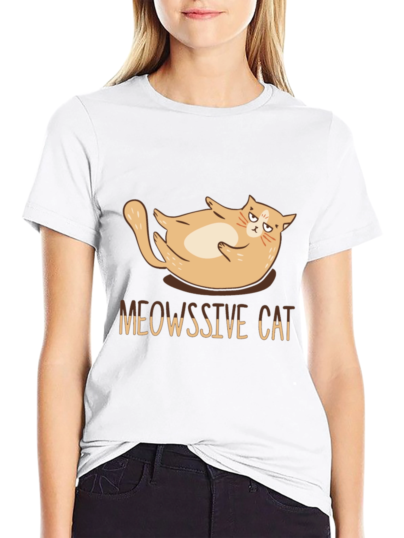 Black Meowssive Cat T-Shirt - Funny Graphic Tee view 9