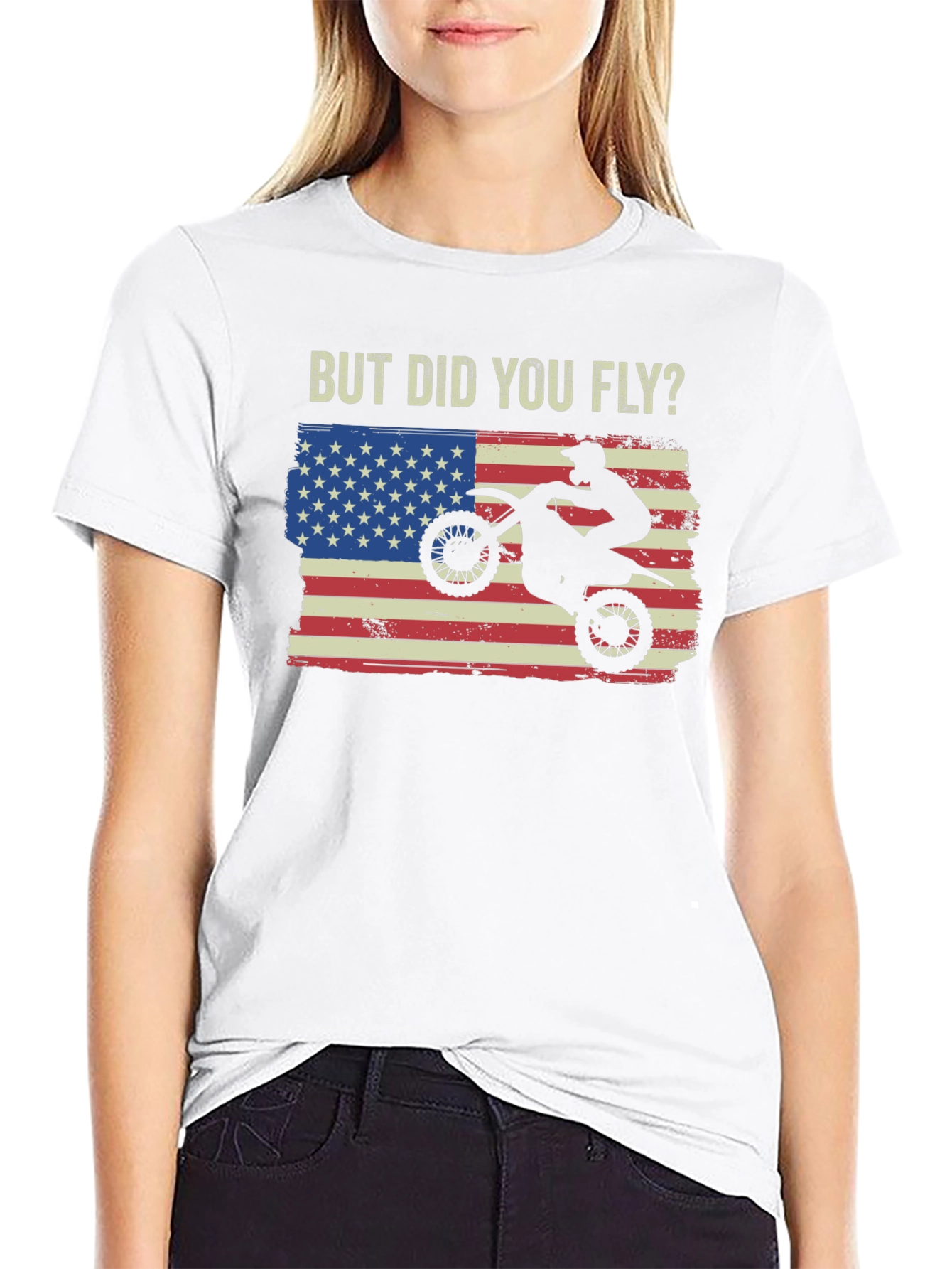 Black But Did You Fly T-Shirt, Motocross USA Flag view 9
